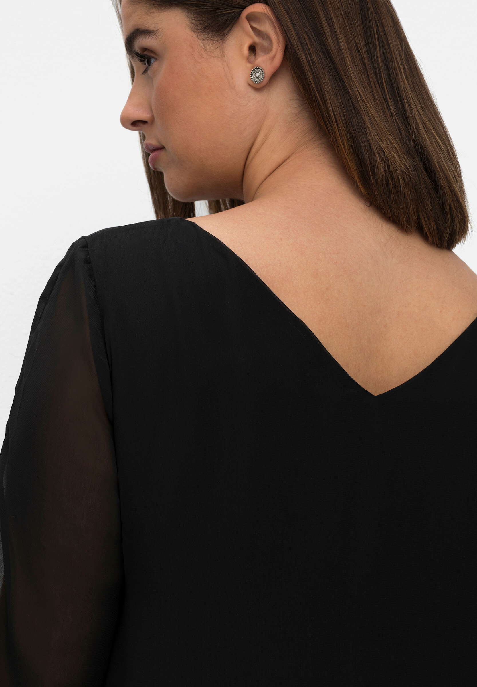 Sheego Cocktailkleid »Midikleid Chiffonkleid in Midilänge« Ohne Taschen im Lagenlook und A-Linie
