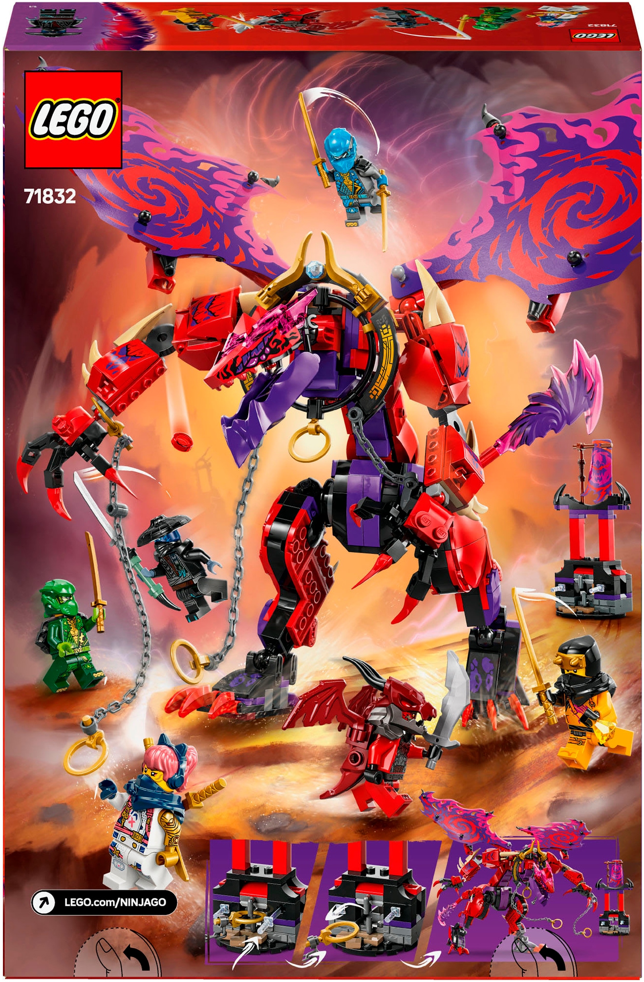LEGO® Konstruktionsspielsteine »Chaosdrache Donnerzahn (71832), LEGO® Ninjago«, (668 St.), Made in Europe