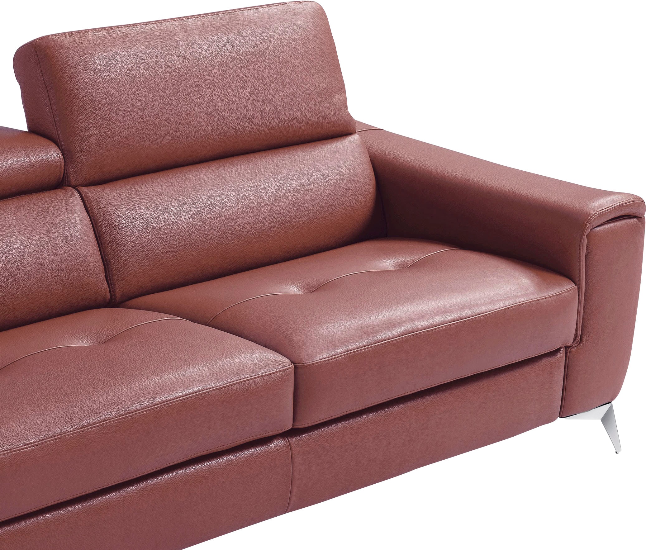 Egoitaliano Schlafsofa »Francine Designsofa, Loungesofa mit Dauerschlaffunktion, Breite 233 cm«, mit Bettfunktion, Leder BULL, rosebraun, Fußfarbe chrom