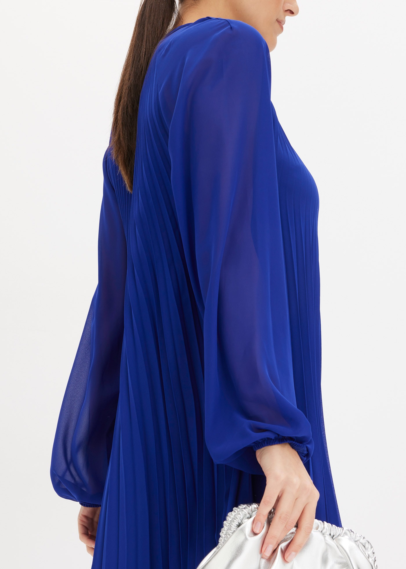 bonprix Minikleid für Damen, aus Chiffon, mit Plissee, mit Ballonärmeln, in A-Linie