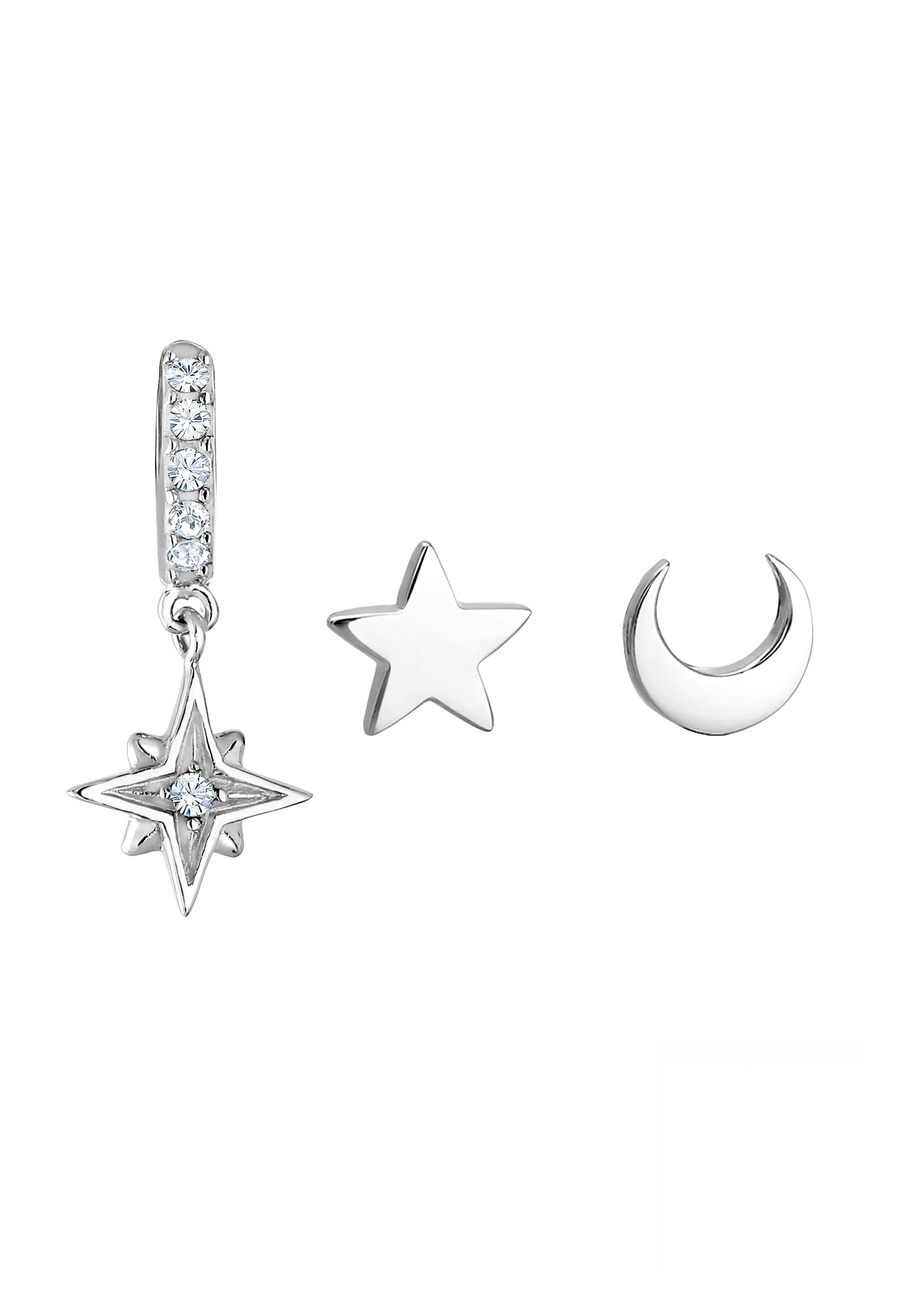 Elli Ohrstecker-Set »Ohrringe Ohrstecker Creolen 3er Set Kristalle 925 Silber 925 Sterling Silber«