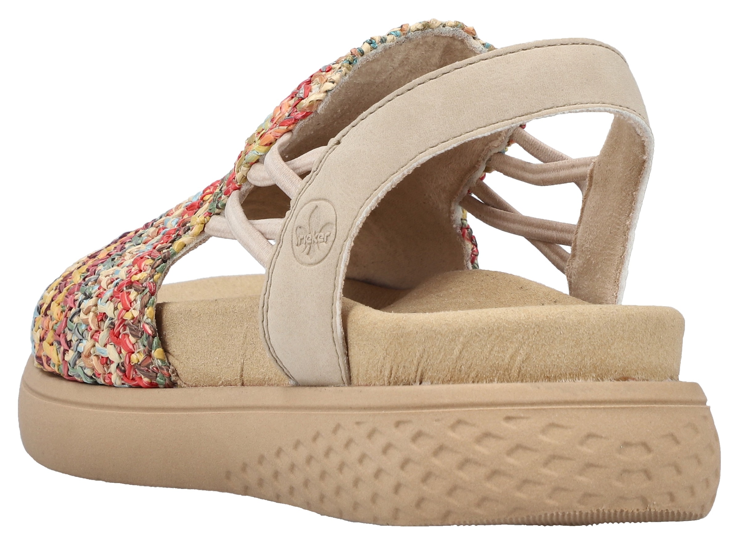 Rieker Plateausandale, Sommerschuh, Schlupfschuh, Urlaubschuh mit seitlichen Gummizügen