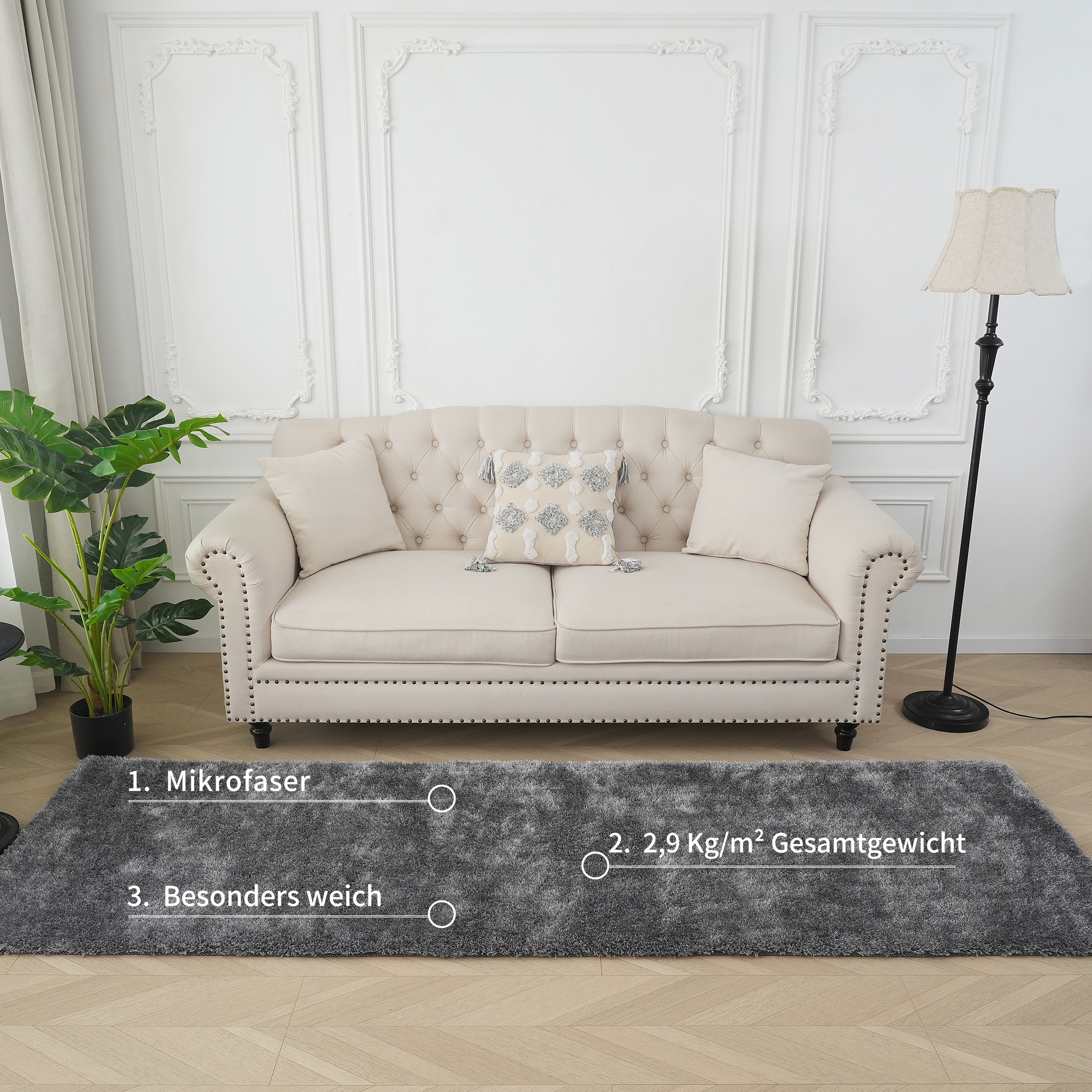 Bruno Banani Hochflor-Läufer »Dana Teppich, Kundenliebling«, rechteckig, 30 mm Höhe, Brücke, uni, weich, Mikrofaser, Diele, Flur, Wohnzimmer, Schlafzimmer