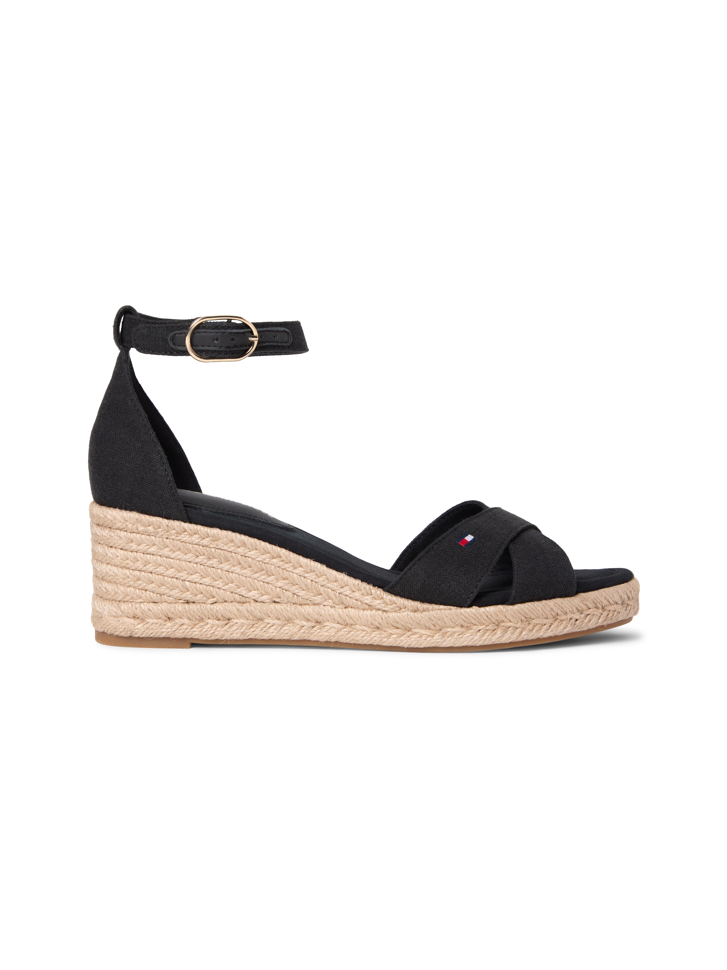 Tommy Hilfiger Keilsandalette »MID WEDGE ESPAD X CROSS«  Sommerschuh, Riemchensandale mit Jutebesatz - schmale Form