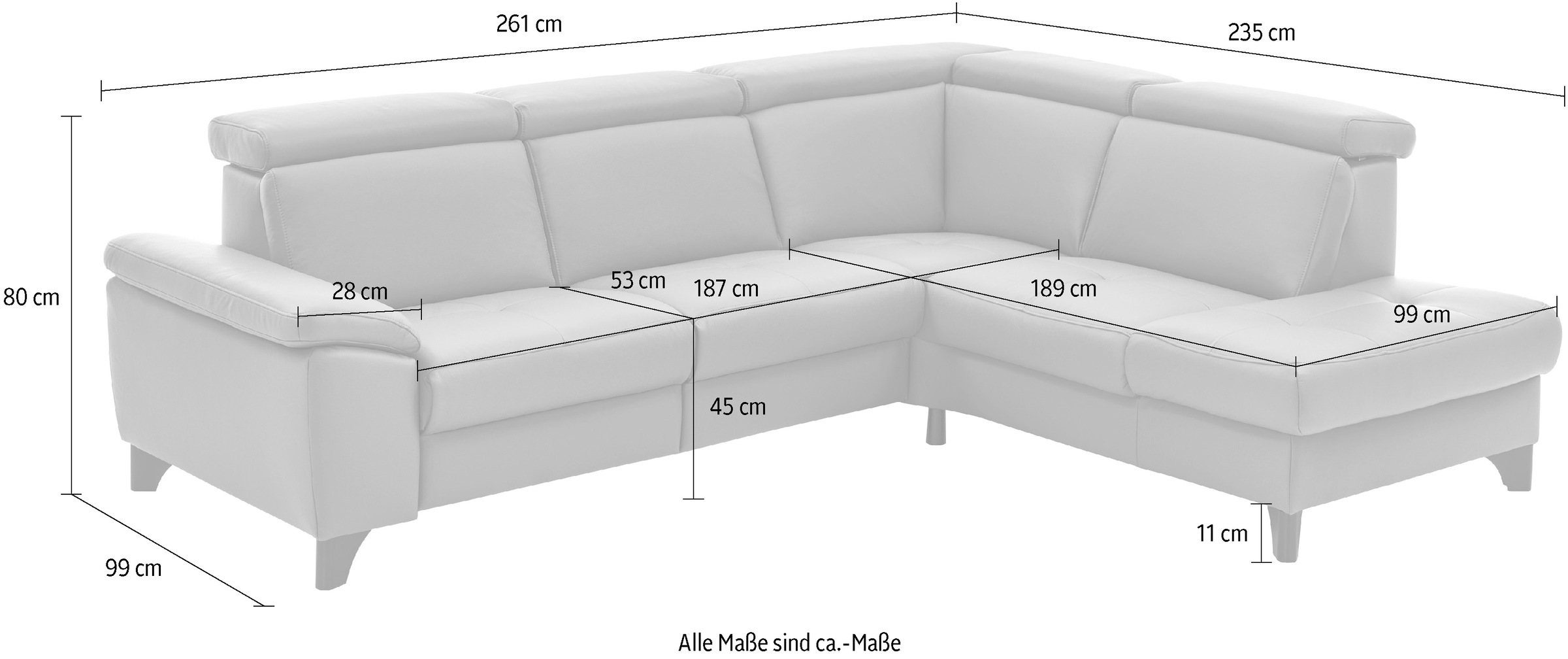 Die PlanBar Ecksofa »PN-EM23166 L-Form«, optional mit Kopfteilverstellung und Stauraum