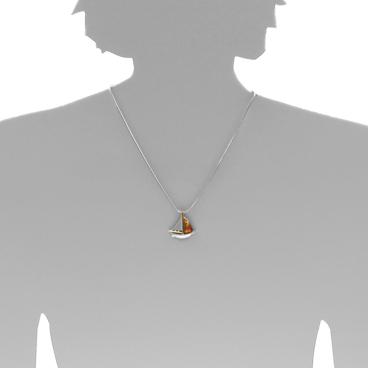 OSTSEE-SCHMUCK Kette mit Anhänger »- Schiff - Silber 925/000 - Bernstein«