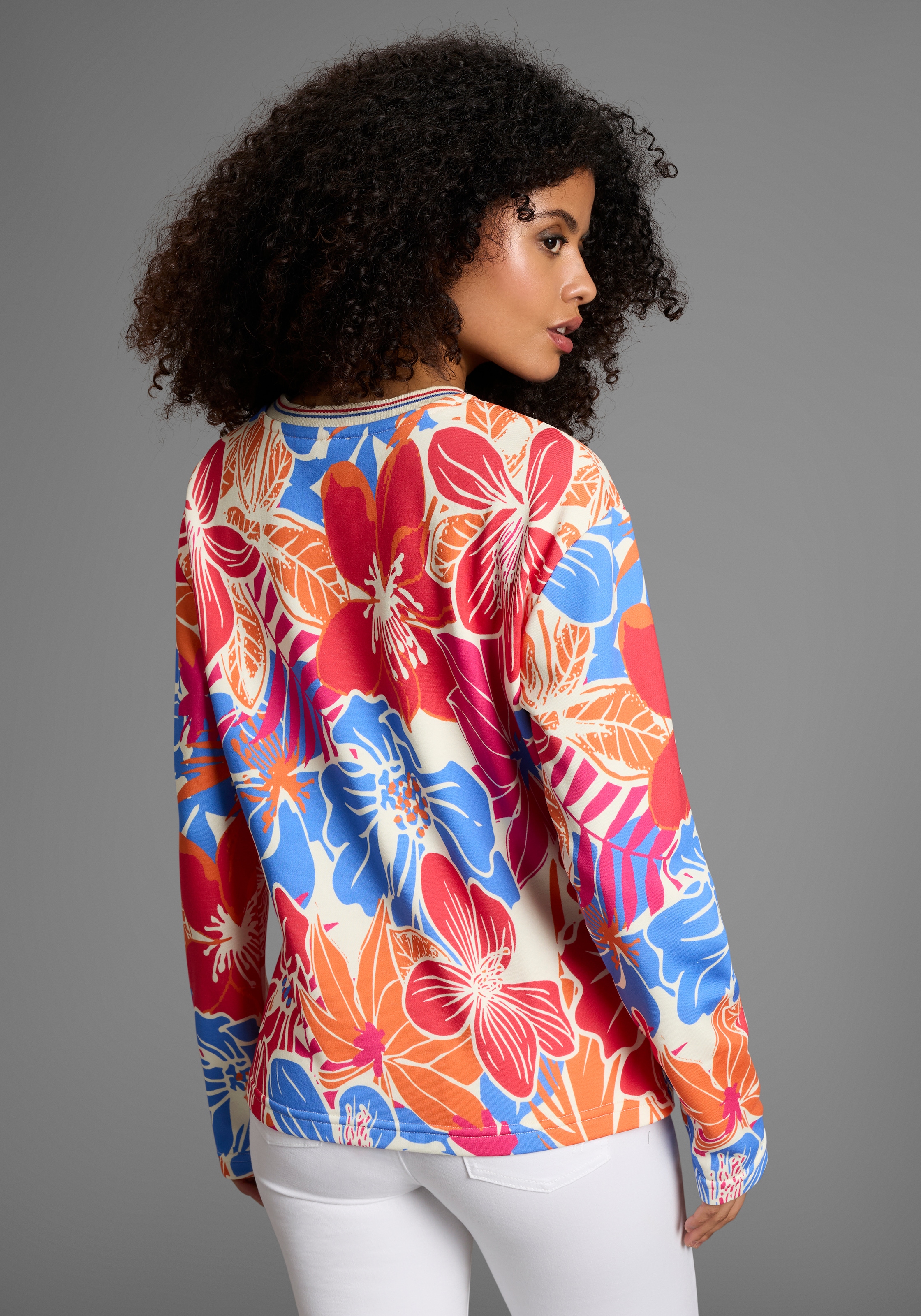 Laura Scott Sweater , Auffälliger Multicolor-Blumenprint auf weichem Sweatstoff
