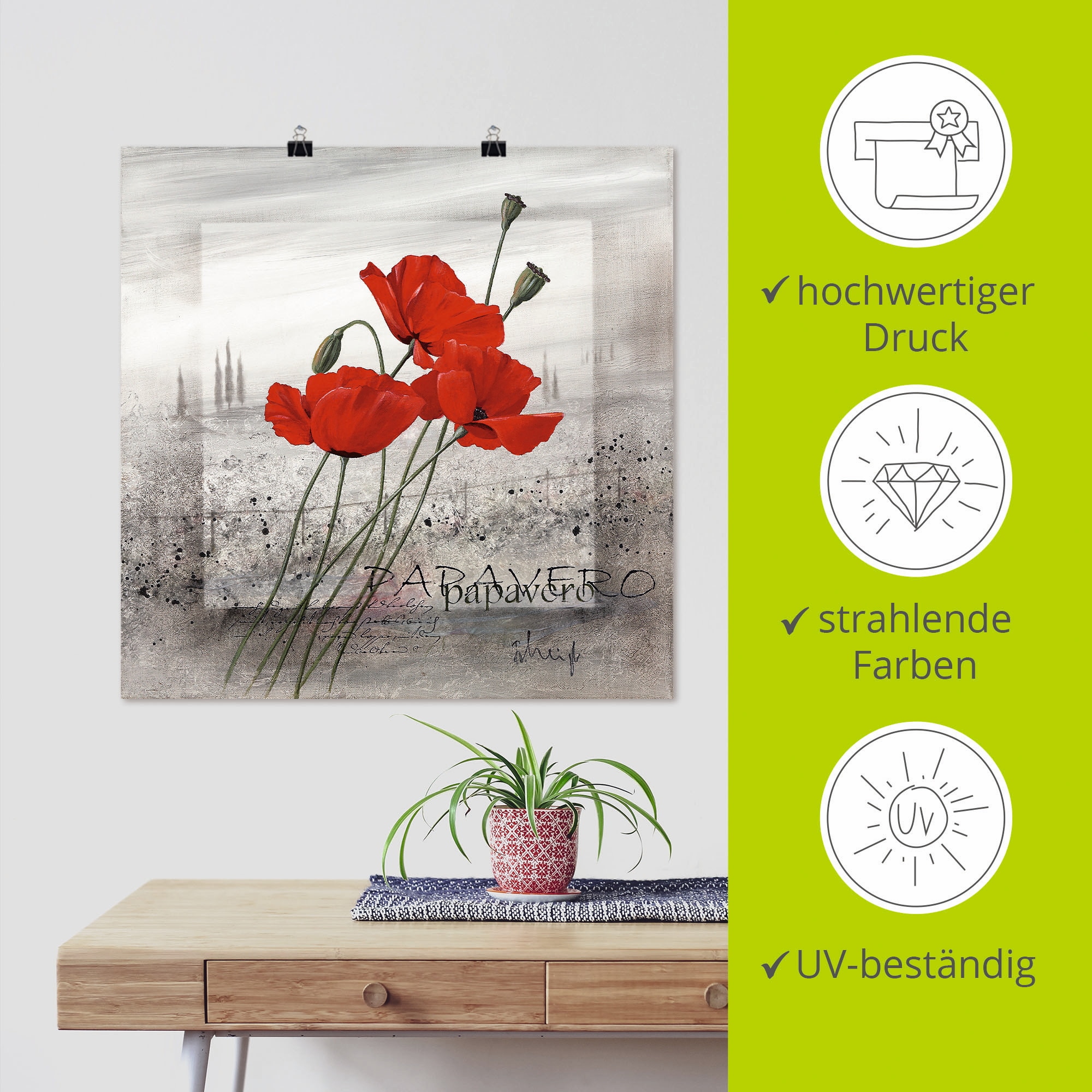 Artland Wandbild »Mohnblumen« Blumen 1 Stk. tlg. als Leinwandbild, Poster in verschied. Größen