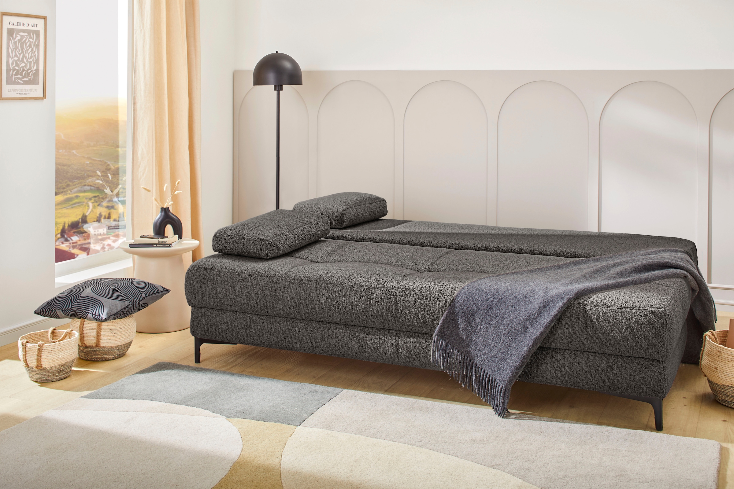 Jockenhöfer Gruppe Schlafsofa »Felix, B: 205 cm, Liegefl. 155x201 cm, Dauerschlafsofa, inkl. Topper« inklusive Schlaffunktion und Bettkasten, Federkernpolsterung