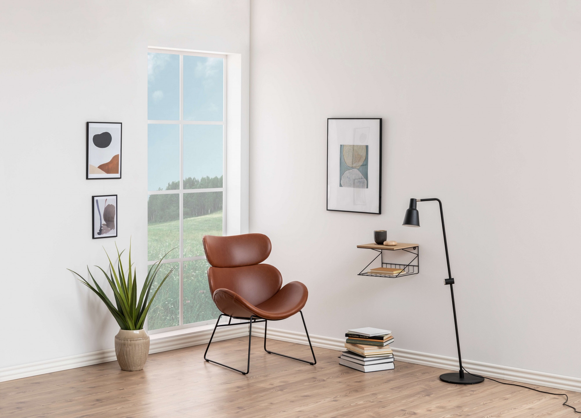 ACTONA GROUP Stuhl »Cazar Loungesessel«, Kunstleder, Brandyfarbenem PU  lederoptik und Kufengestell aus Stahl Schwarz kaufen bei OTTO
