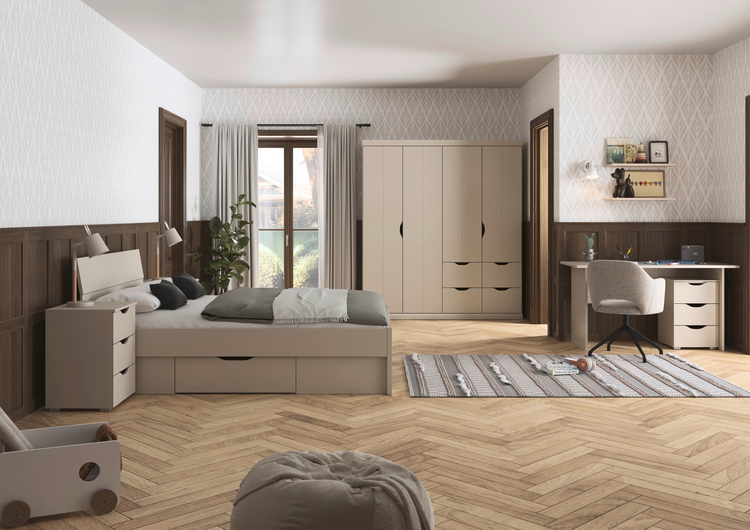 rauch Jugendzimmer-Set »Marlene«, (Set, 4 tlg., in 3 verschiedenen Ausstattungen BASIC/CLASSIC/PREMIUM), erhältlich in verschiedenen Bett- und Schrank-Breiten MADE IN GERMANY