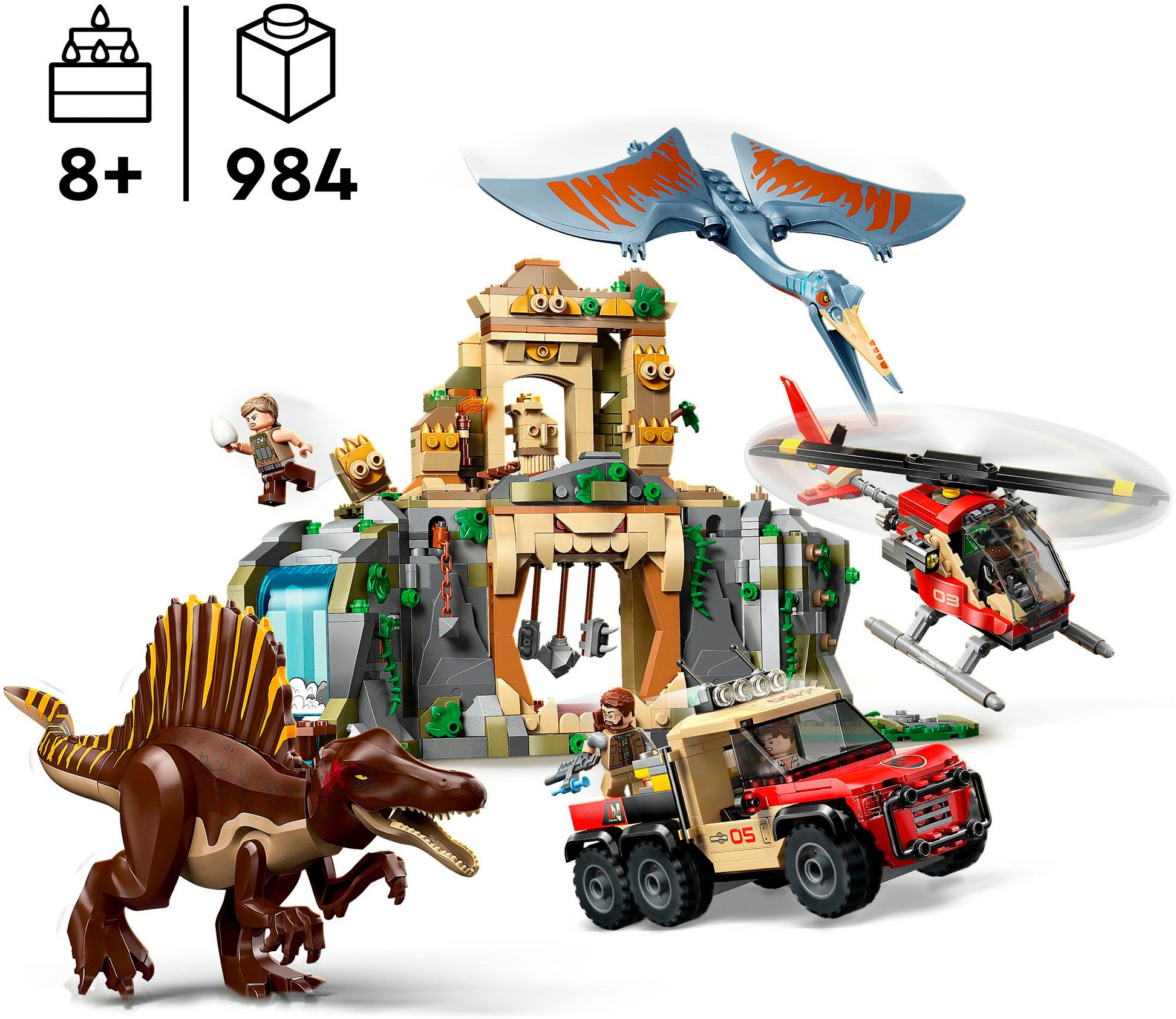 LEGO® Konstruktionsspielsteine »Spinosaurier & Quetzalcoatlus: Hubschrauber-Einsatz (76976)«, (984 St.), LEGO Jurassic World; Made in Europe