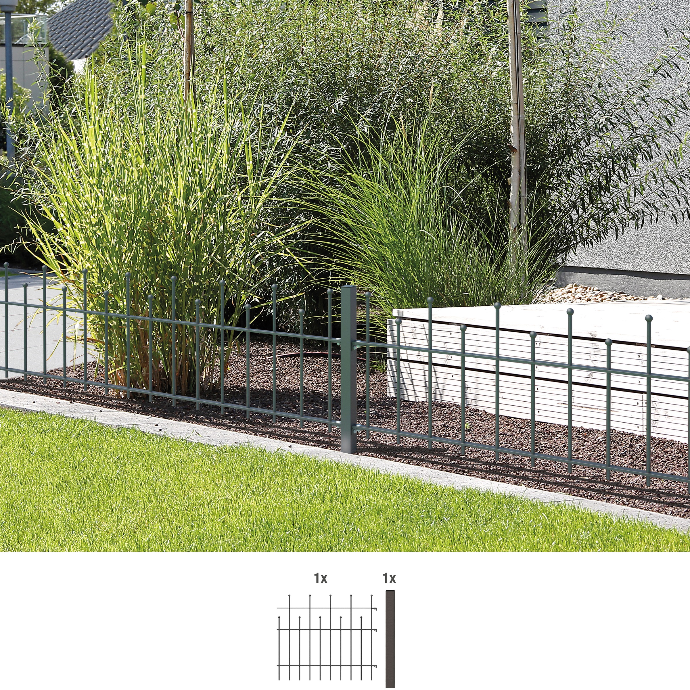 Alberts Metallzaun »Anbauset Madrid« Höhe: 49,5, 73,5 und 98,5 cm, Breite: 200 cm, zum Aufschrauben