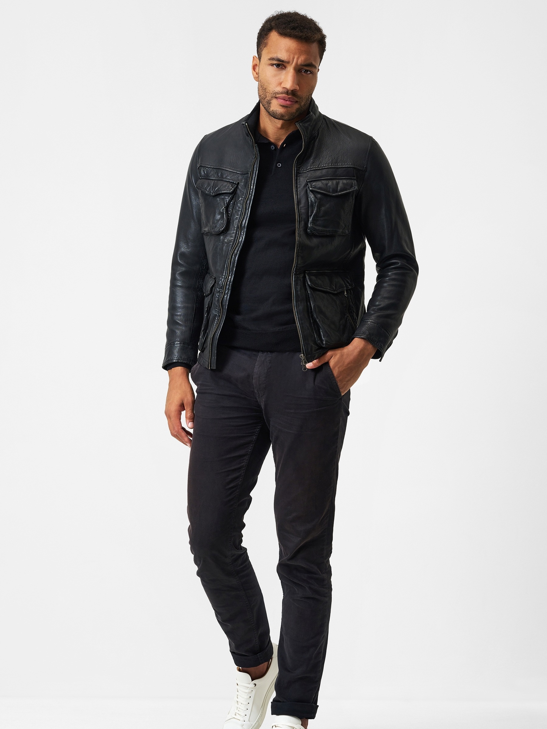 RICANO Cargojacke »Lederjacke Stefano« ohne Kapuze Handgefertigt aus echtem Leder