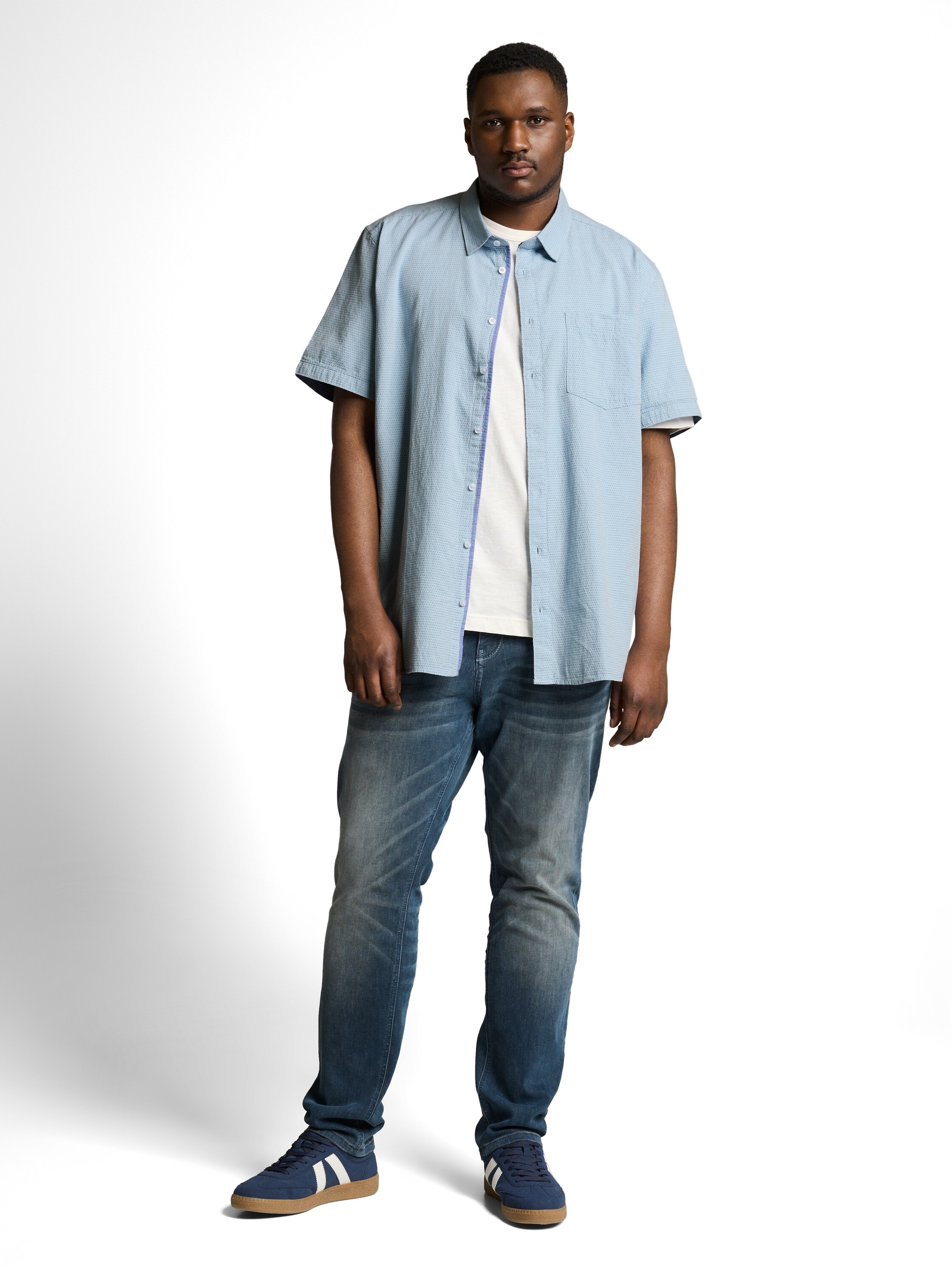 TOM TAILOR PLUS Kurzarmhemd mit Minimalprint - Große Größen