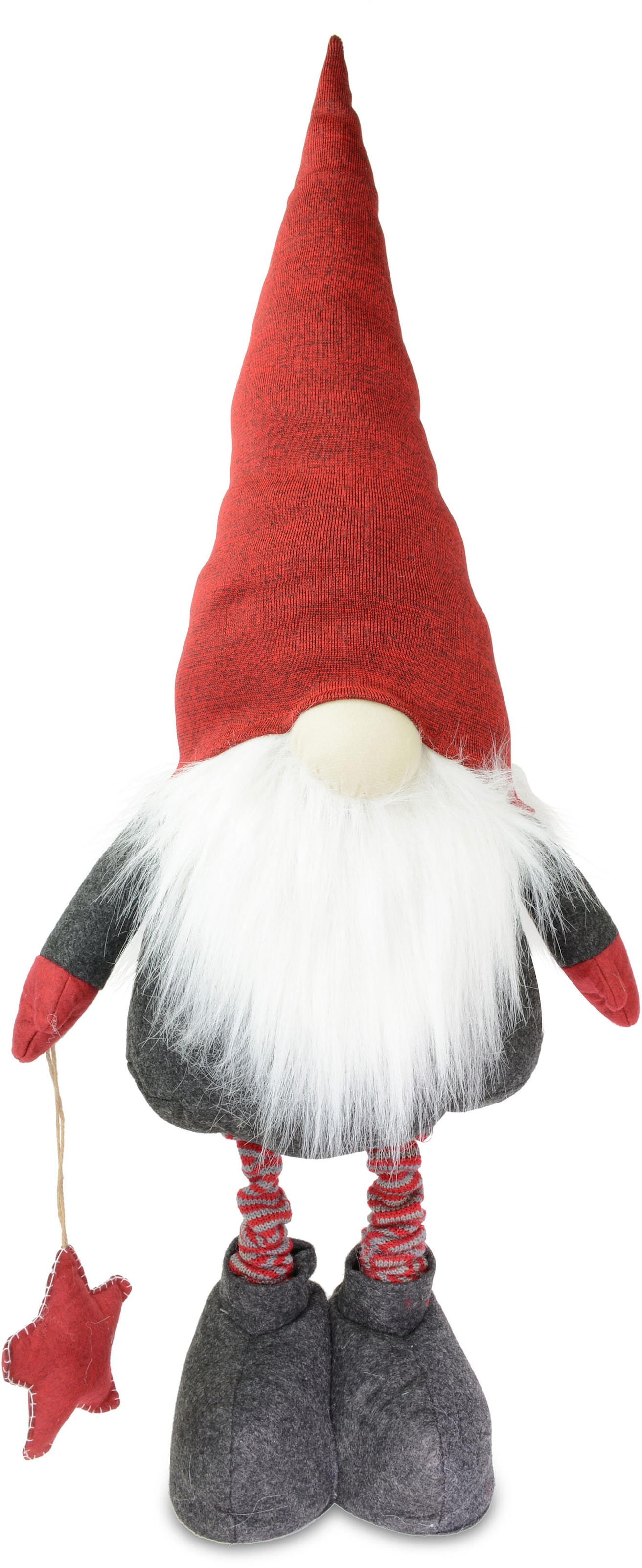 Weihnachtsfigur »Wichtel mit Bart und Ausziehbeinen, Weihnachtsdeko rot«, Wichtel,...