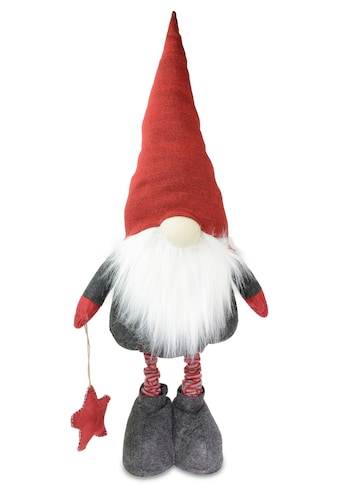 Weihnachtsfigur »Wichtel mit Bart und Ausziehbeinen, Weihnachtsdeko rot«