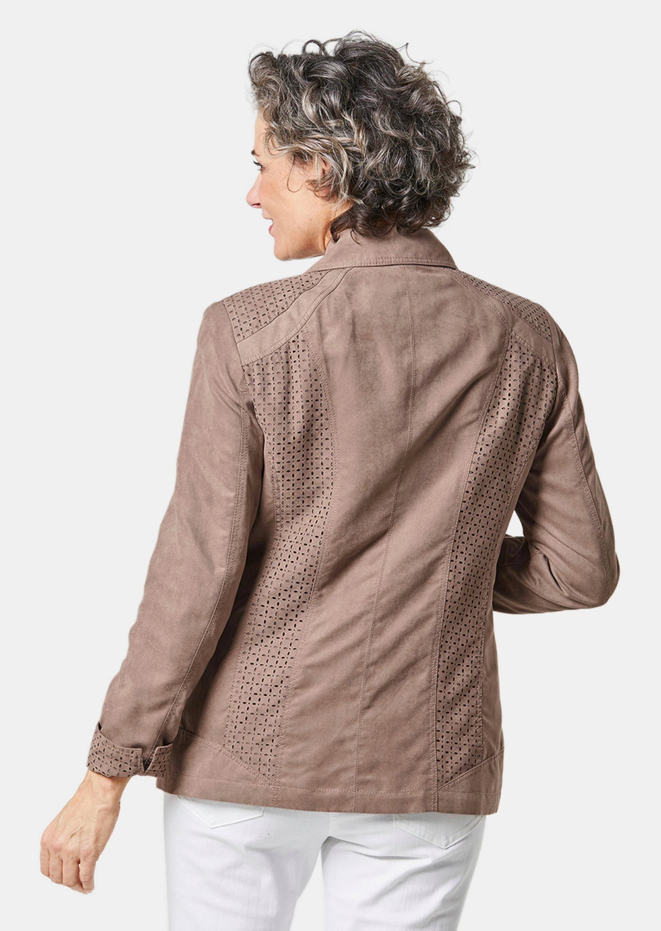 GOLDNER Jackenblazer »Velourslederimitat-Blazer mit Perforierung«