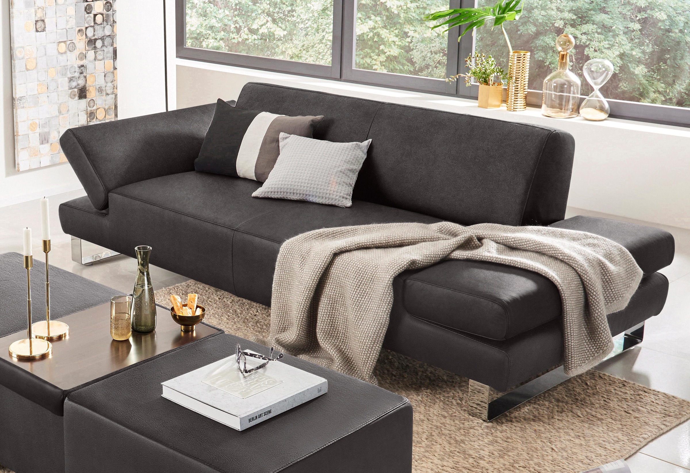 W.SCHILLIG 3-Sitzer »taboo Designsofa mit hohem Sitzkomfort«, mit Übertiefe, inklusive Armlehnenverstellung