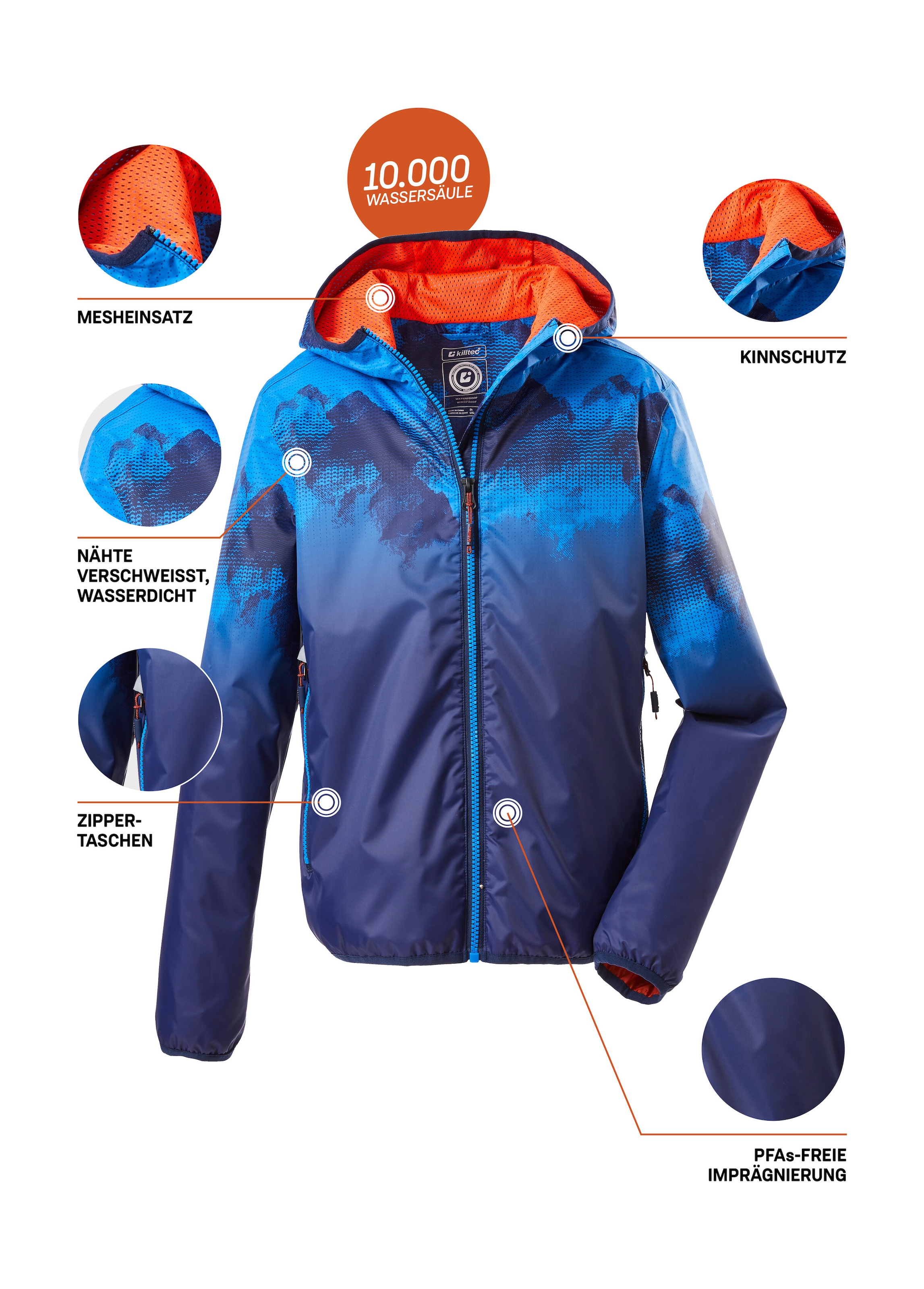 Killtec Outdoorjacke »Lyse BYS JCKT B«, Leichte, wasserdichte Kinderjacke, klein verpackbar, cooles Muster