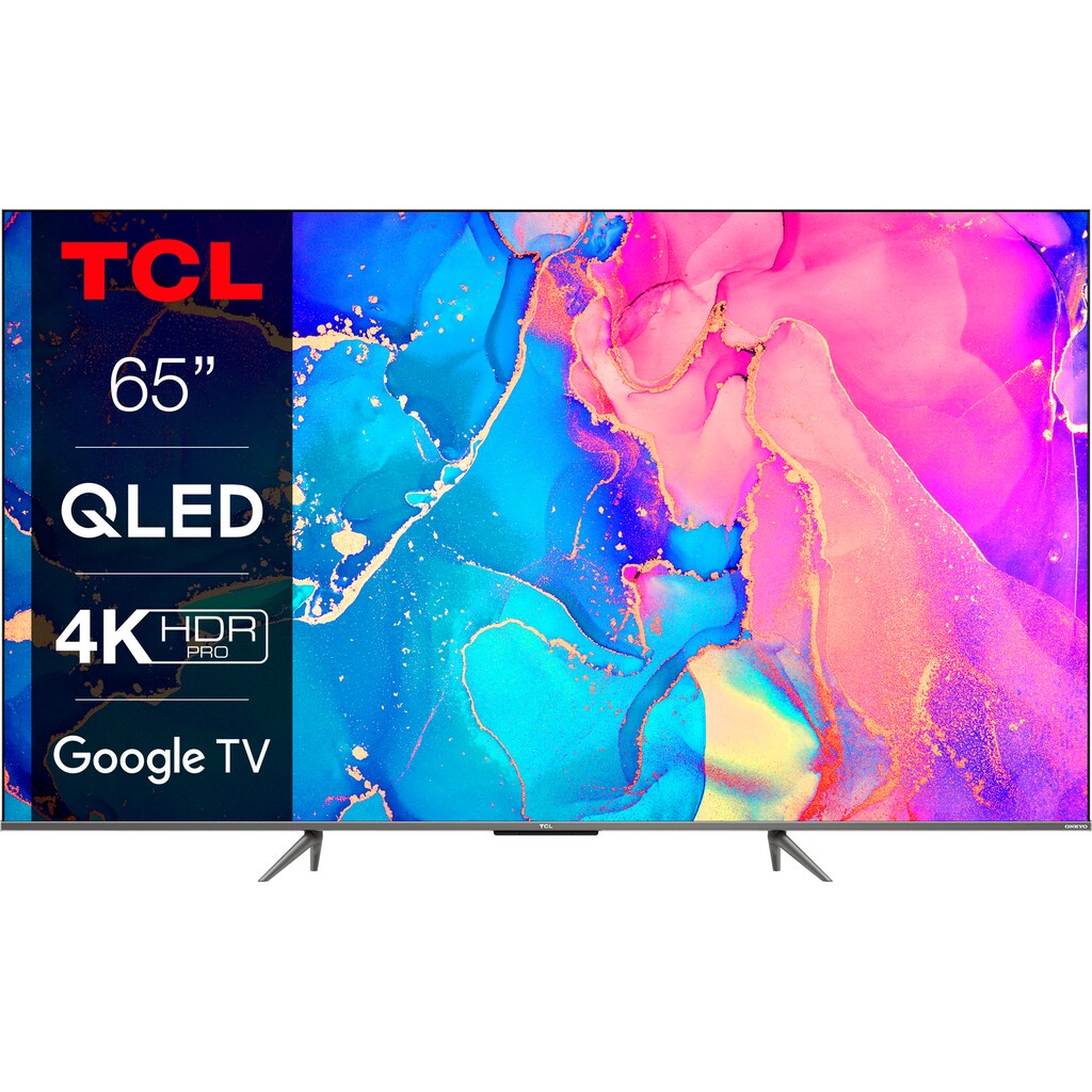 TCL QLED-Fernseher »65C631X1«, 164 cm/65 Zoll, 4K Ultra HD, Smart-TV-Google TV, HDR Premium, Dolby Atmos, HDMI 2.1, Metallgehäuse, ONKYO-Sound