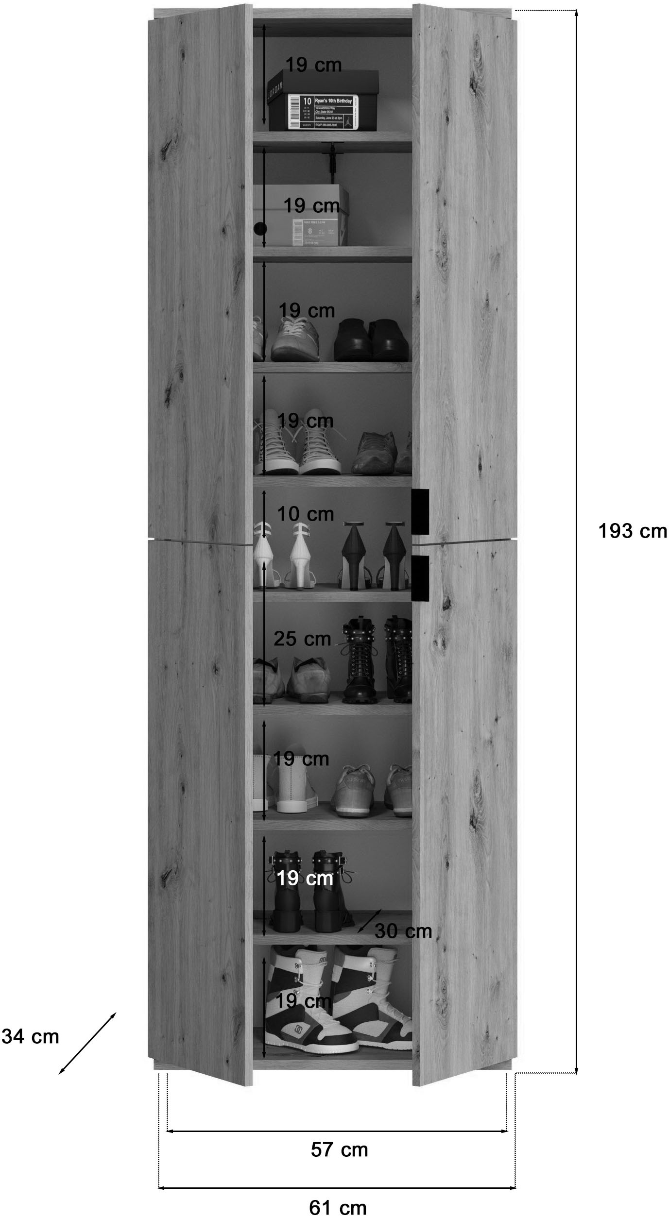 INOSIGN Garderoben-Set »Trondheim, Breite 152 cm, 5-teilig, bestehend aus:«, (Set, 4 St.), 2x Garderobenschrank, 1 Kommode, 1 Garderobenstange, 1 Ablageboden