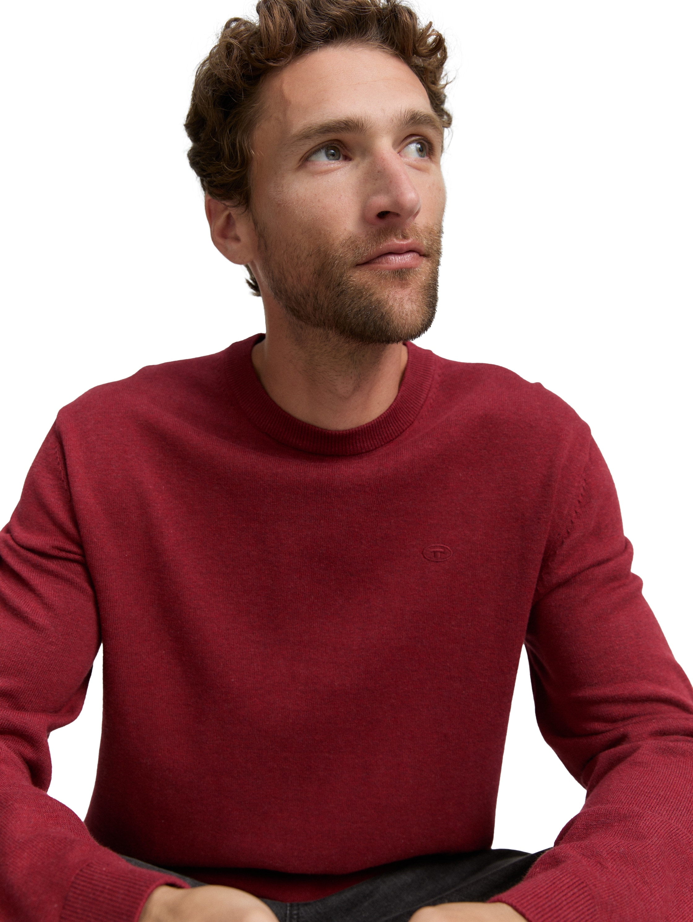 TOM TAILOR Rundhalspullover, mit Logostickerei