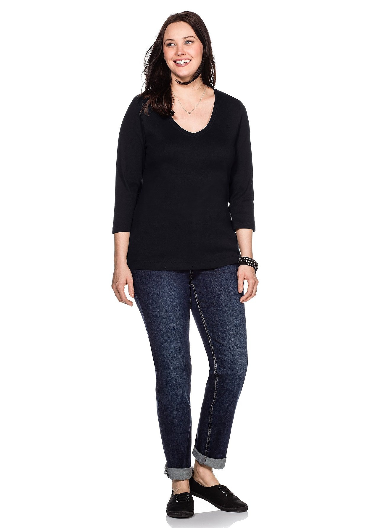 Sheego 3/4-Arm-Shirt »Shirt aus reiner Baumwolle«, aus reiner Baumwolle
