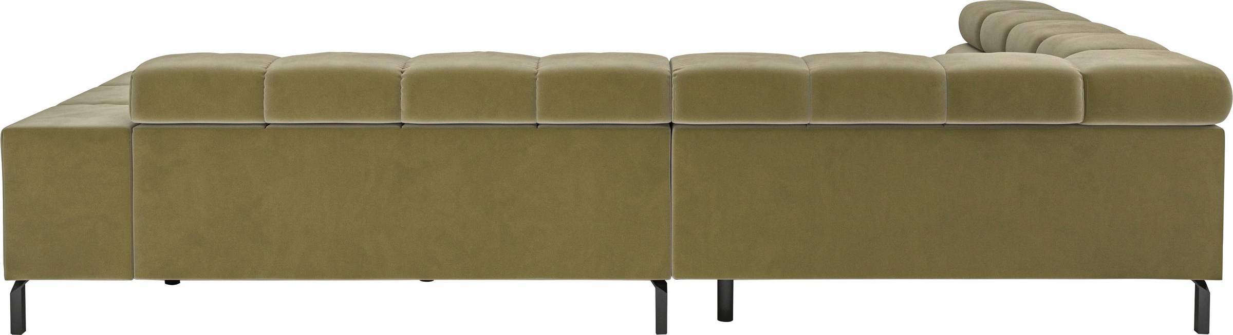 INOSIGN Ecksofa »Ancona New, wahlweise motorische Sitztiefenverstellung, auch in Cord«, feine Steppung, mit Kopfteilverstellung, 3 Zierkissen, L-Form