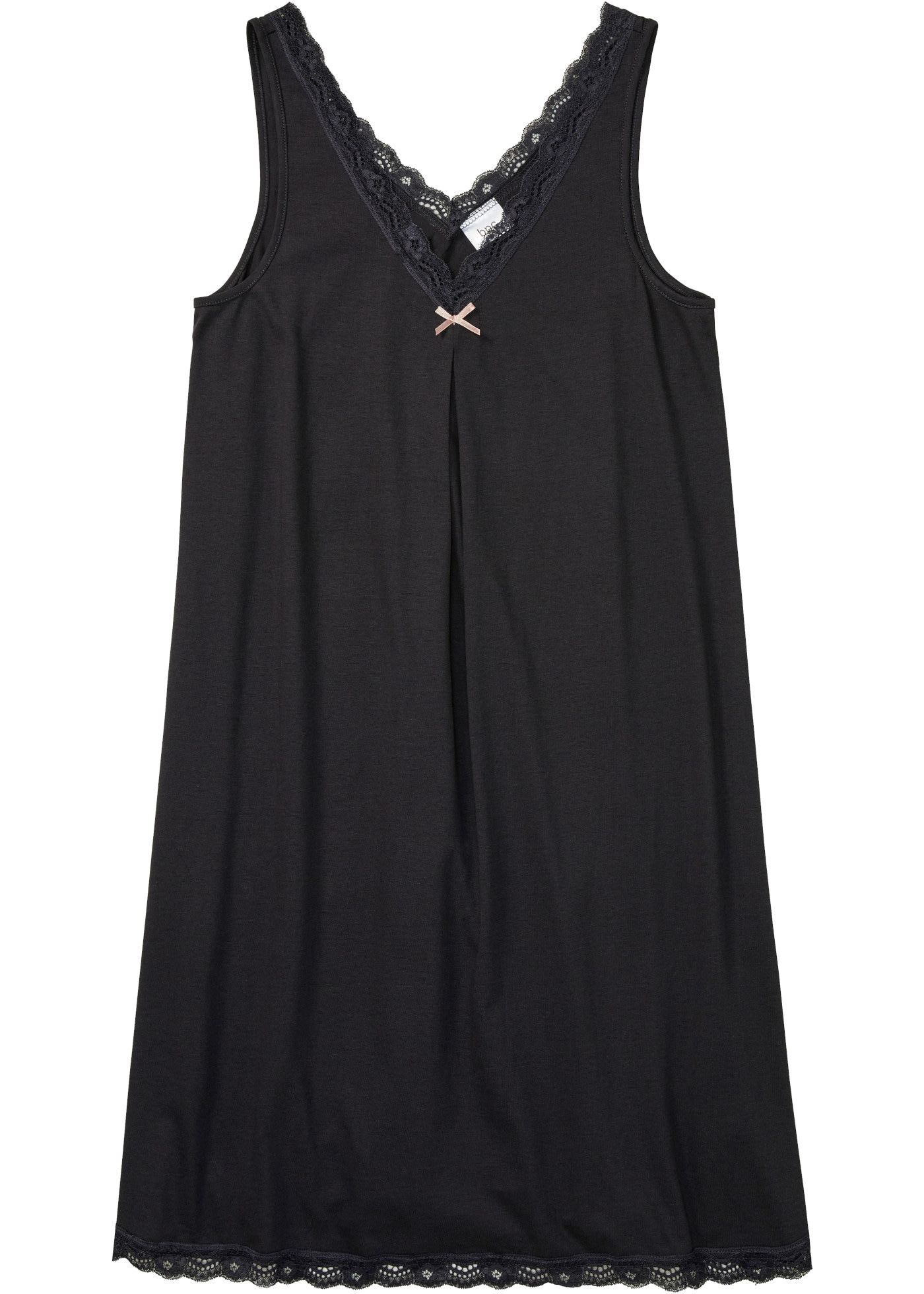 bonprix Nachthemd fließendes Nachtkleid, mit zarten Spitzendetails, ärmellos