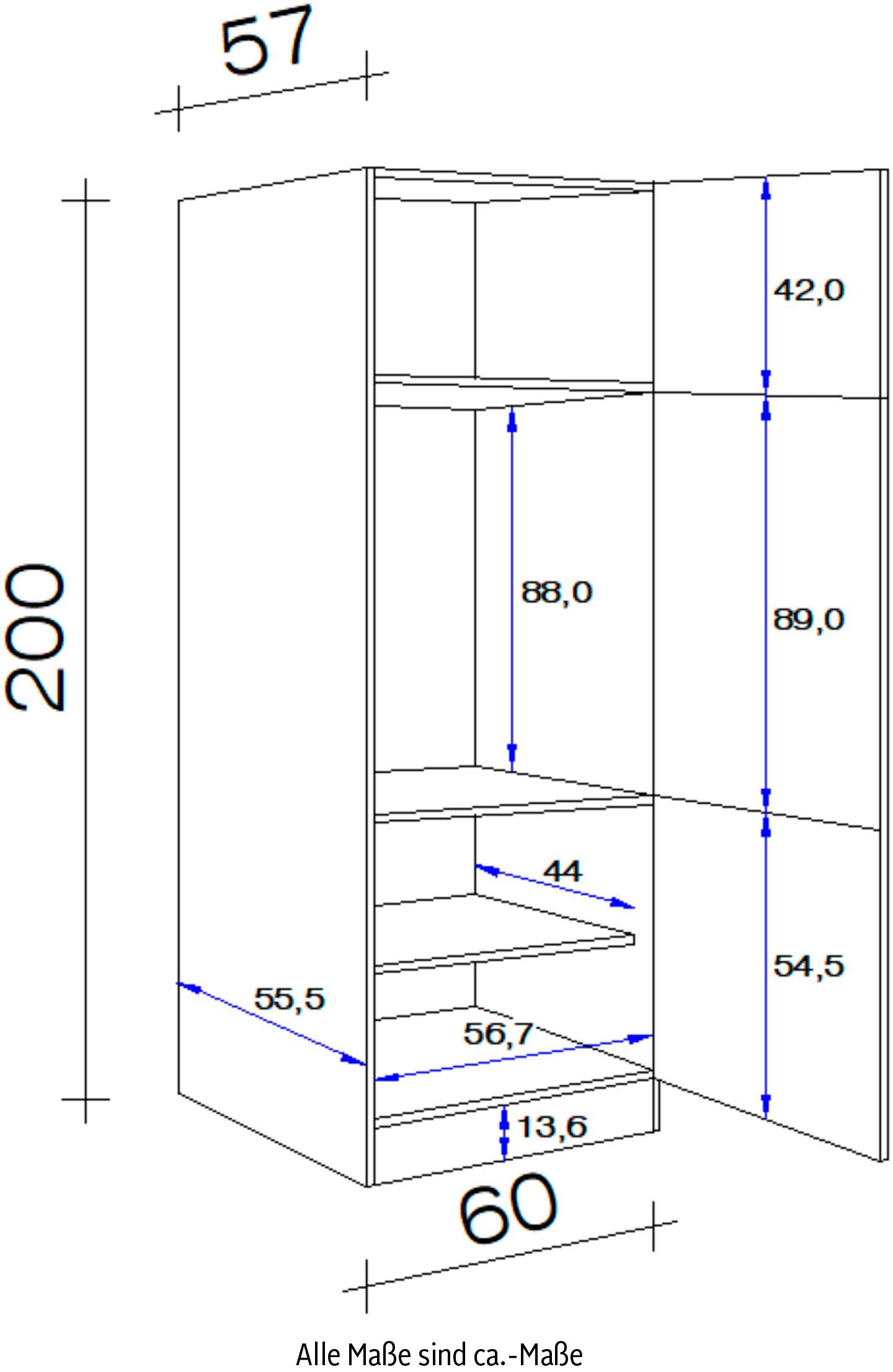 Flex-Well Kühlumbauschrank »Florenz«, x bei x x 200 cm H 60 kaufen x T) 57 (B OTTO