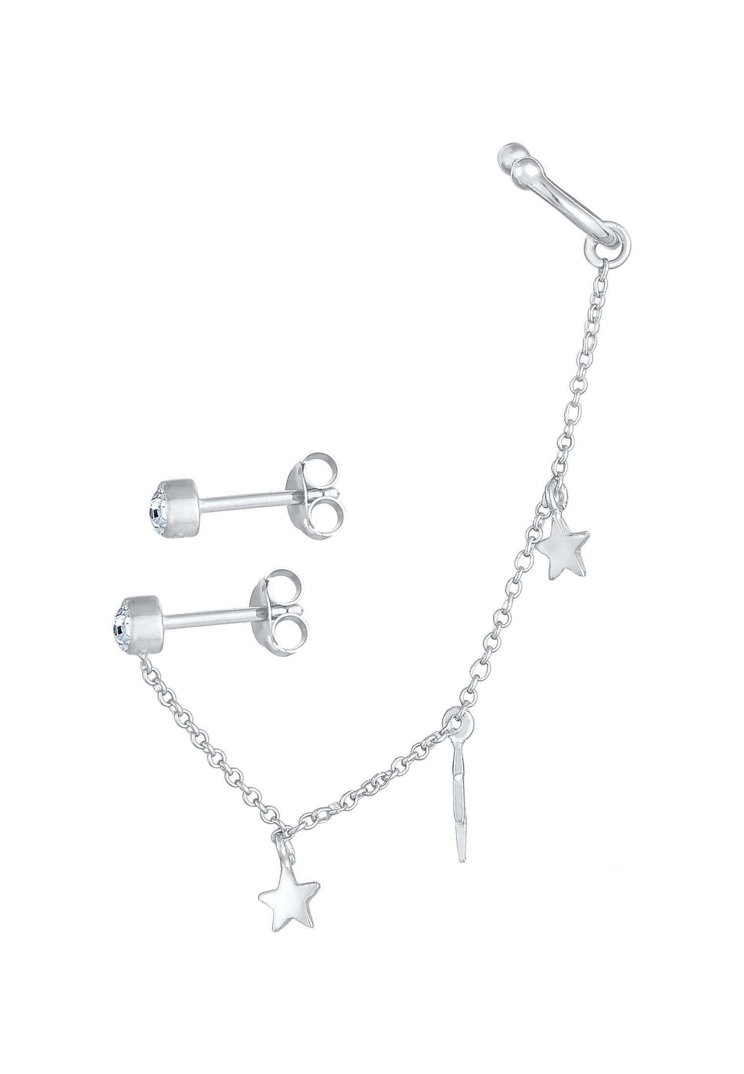 Elli Paar Ohrstecker »Ohrringe Stecker Earcuff Stern Blitz 925 Silber, mit Kristallen von Swarovski®«