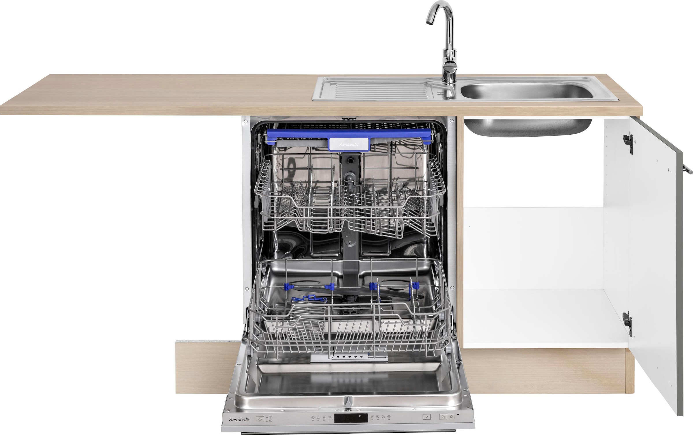 OPTIFIT Winkelküche »Bern mit Hanseatic-E-Geräten«, Stellbreite 285x175 cm, mit Induktionskochfeld, Soft-Close