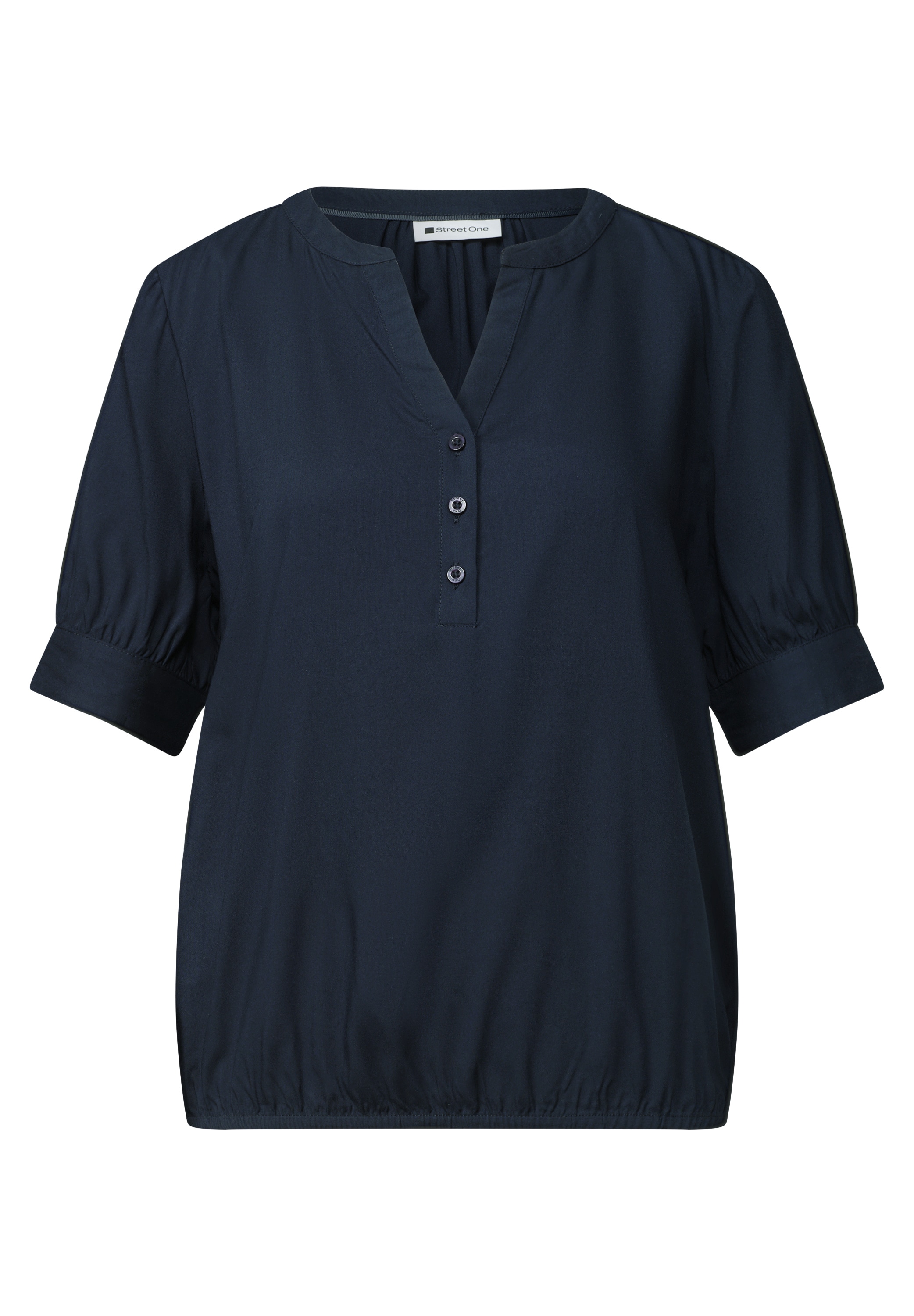 STREET ONE Kurzarmbluse Kurze Sommerbluse mit Splitneck