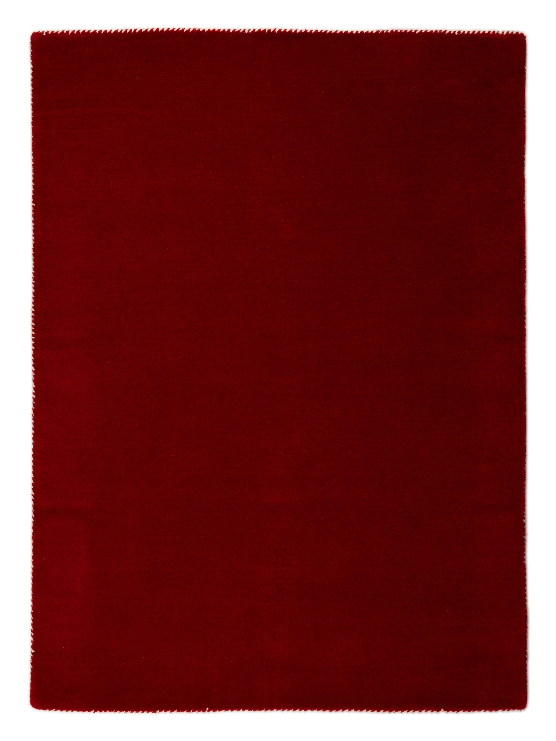 Carpetfine Wollteppich »Gabbeh Lola Uni« rechteckig 14 mm Höhe mit natürlichem Pflanzenmaterial von Hand gewebt, auch in Rund in rot