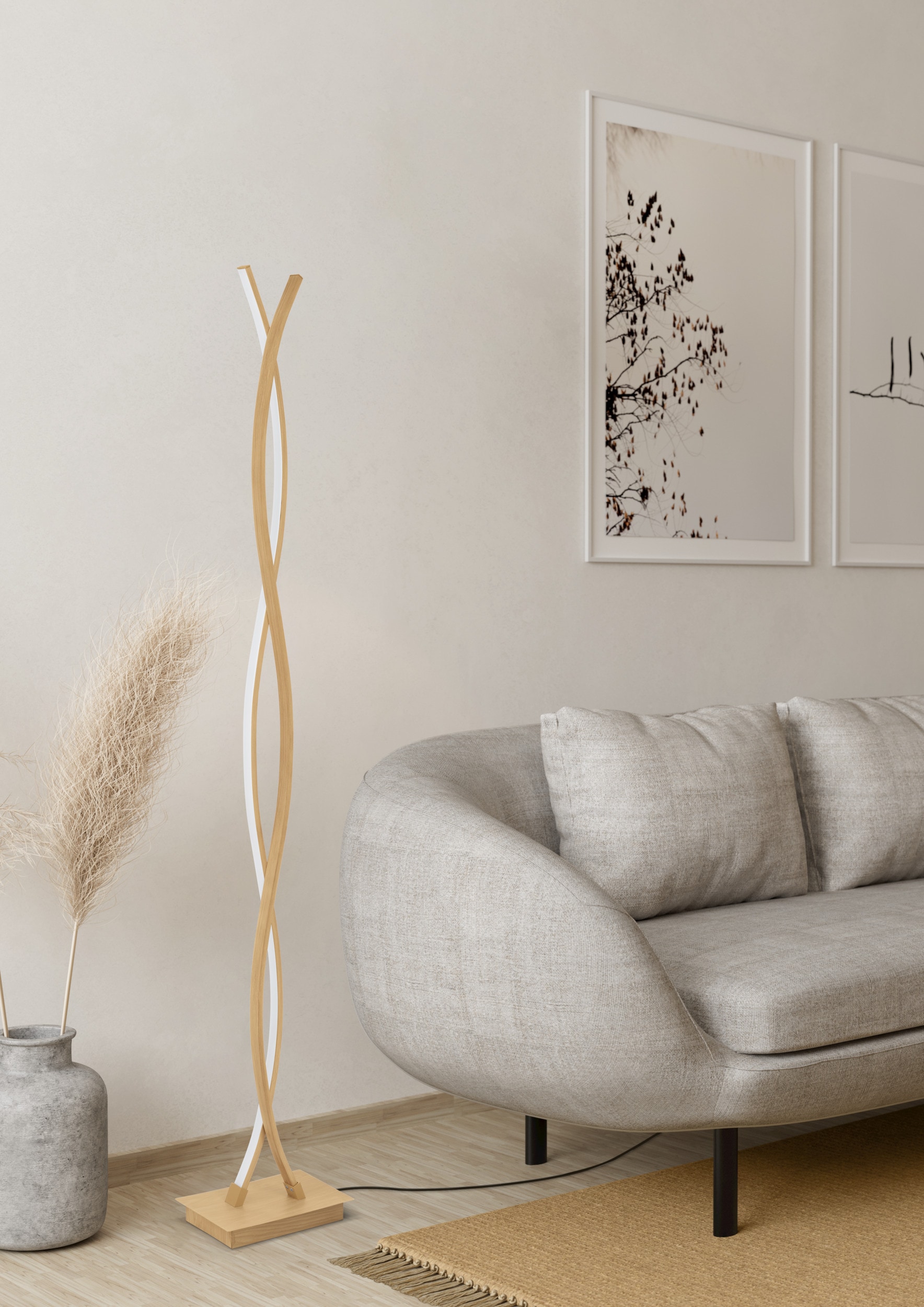 EGLO Stehlampe »LASANA 4 Stehlampe - Stahl, Alu - LED - 36W - IP20« LED-Modul 1 Stk. Warmweiß Standleuchte, Leselampe, Wohzimmer, Schlafzimmer, L23 x B11 x H143 cm