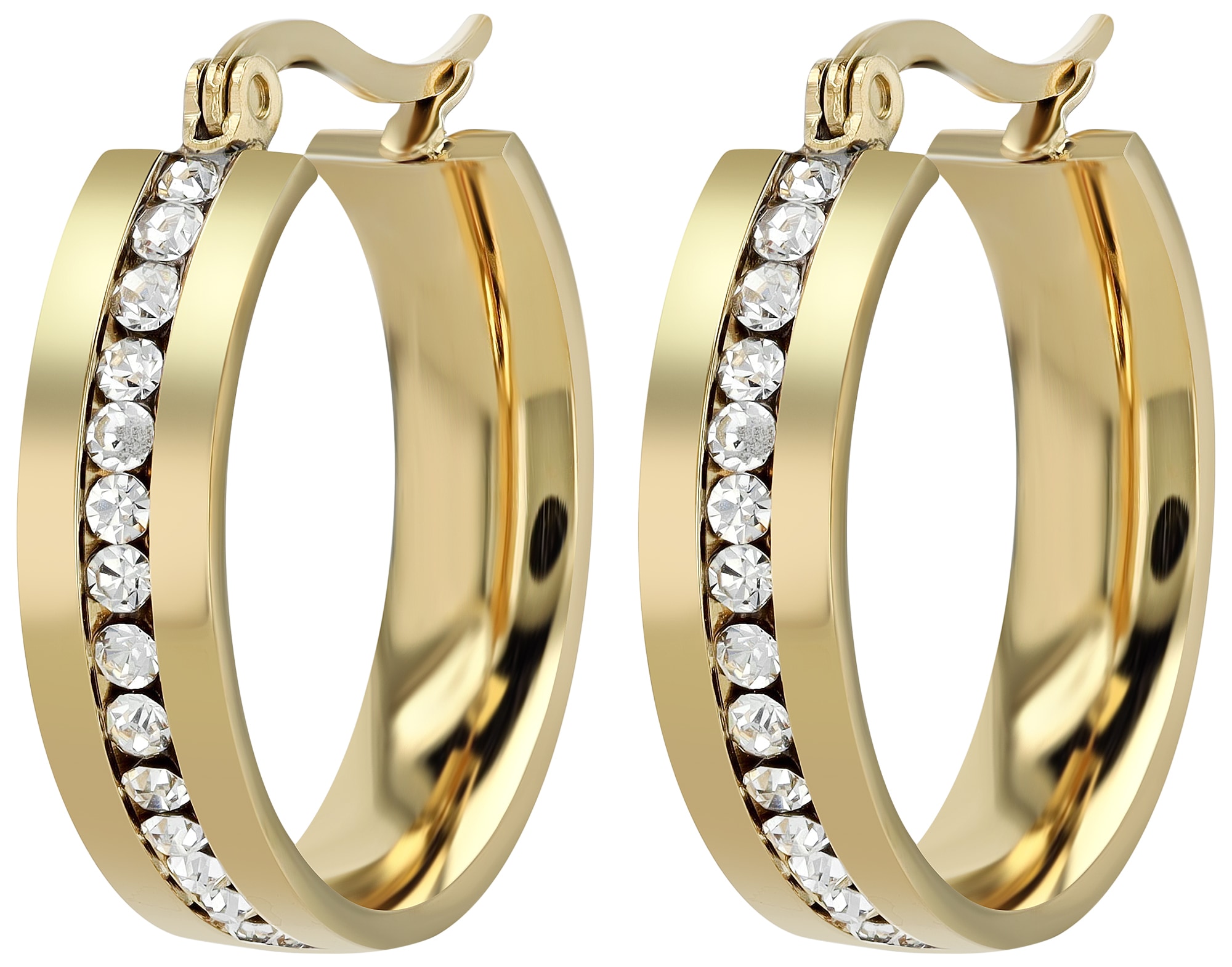 Adelia´s Paar Creolen »Damen Ohrringe ¿ Creole aus Edelstahl mit Strass Steinchen«