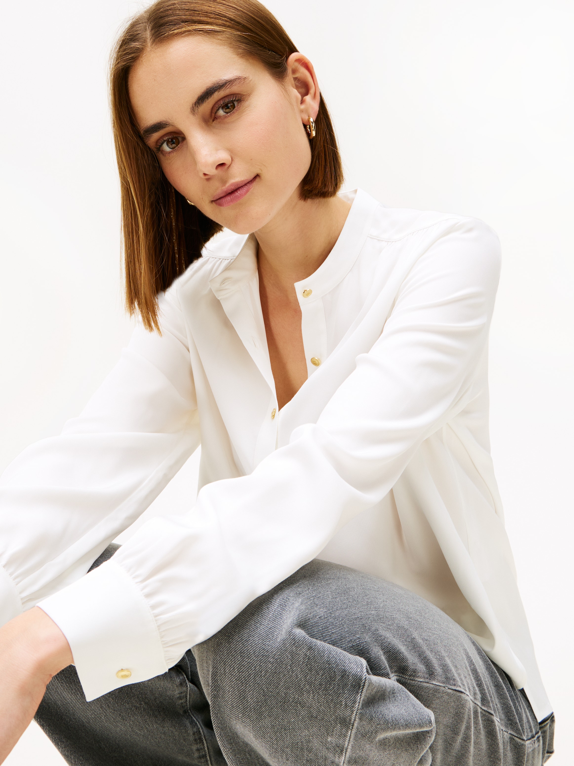 Tommy Hilfiger Langarmbluse »VIS TWILL V-NK BLOUSE«