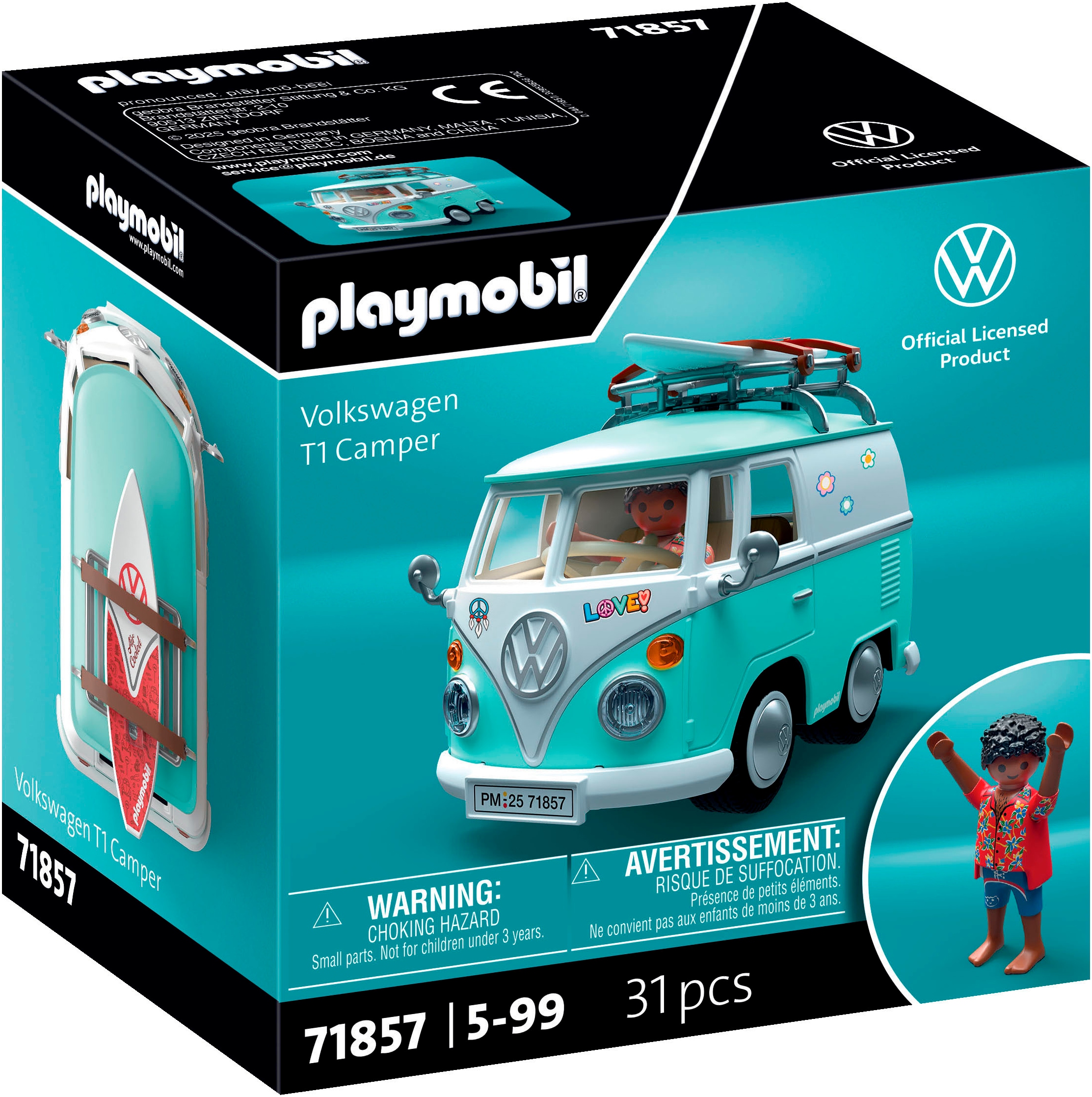 Playmobil® Konstruktions-Spielset »PLAYMOBIL X Volkswagen T1 Camper (71857), Cars«, (31 St.), Made in Europe