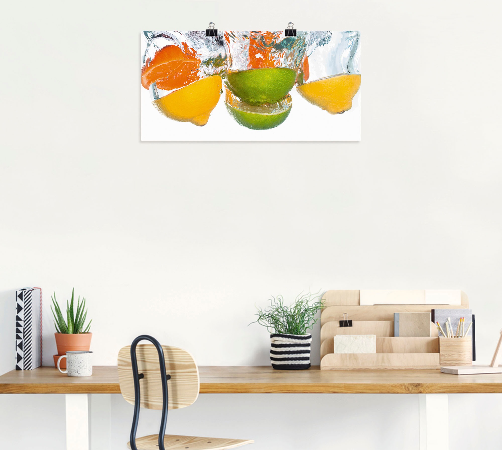 Artland Wandbild »Zitrusfrüchte fallen in klares Wasser«, Lebensmittel, (1 St.), als Leinwandbild, Poster, Wandaufkleber in verschied. Größen