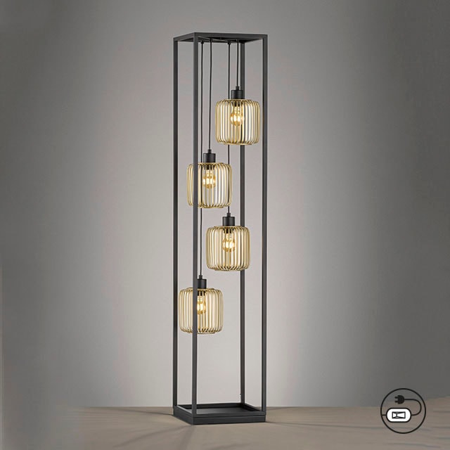 FISCHER & HONSEL Stehlampe »CAYDO«, 4 flammig-flammig, Moderne, sandschwarze Leuchte-verleiht Deinem Raum etwas Extravaganz