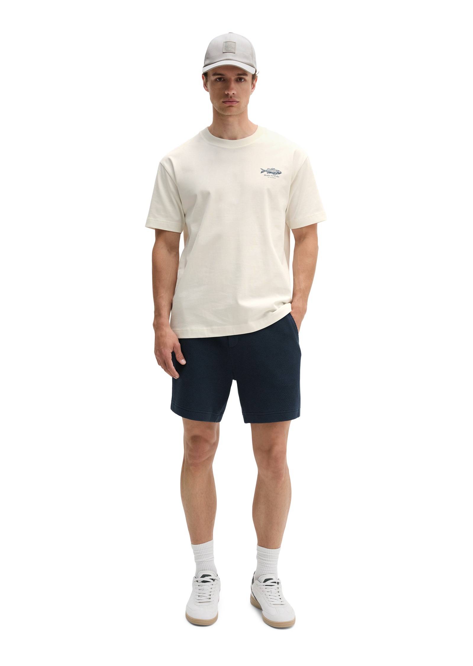 Marc O'Polo T-Shirt loose mit Fisch-Rückenprint