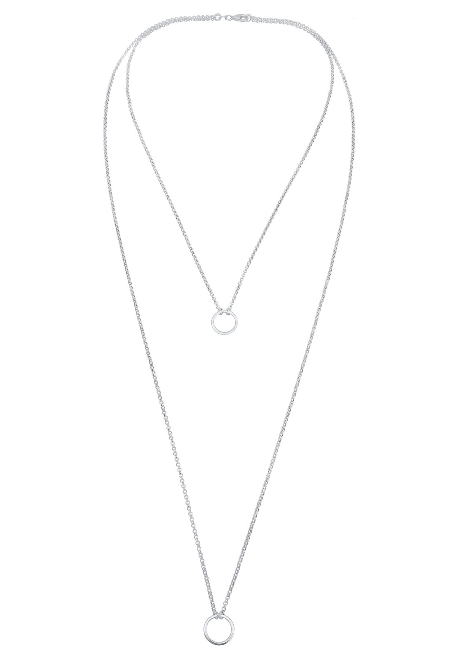 Elli Lange Kette »Halskette Layer mit Kreis Anhänger im Lagenlook 925 Silber«