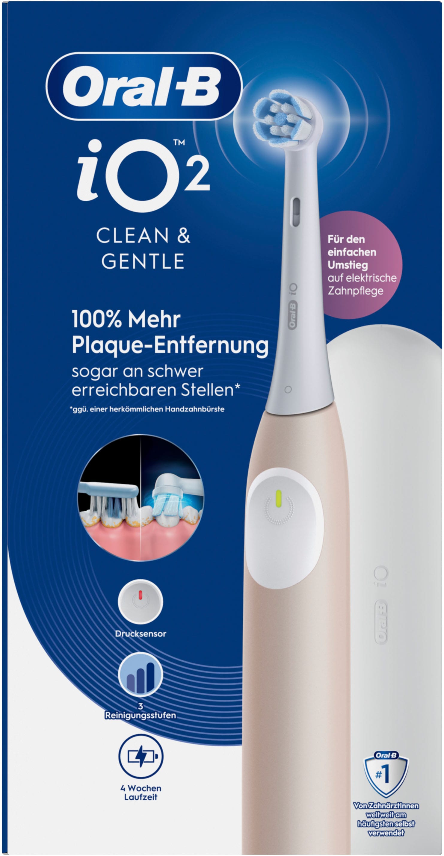 Oral-B Elektrische Zahnbürste »iO Series 2« 1 Stk. Aufsteckbürsten für die sanfte Reinigung,  Reise-Etui