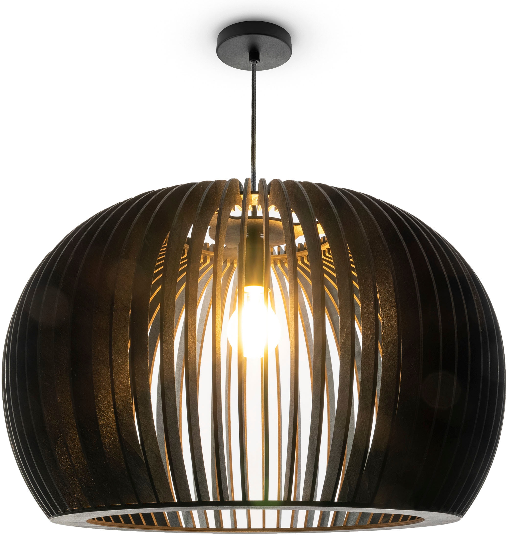 Paco Home Pendelleuchte »PULU«, Leuchtmittel E27 | ohne Leuchtmittel, Pendelleuchte Holz Esstischlampe Skandinavisch Korb Boho E27 Vintage