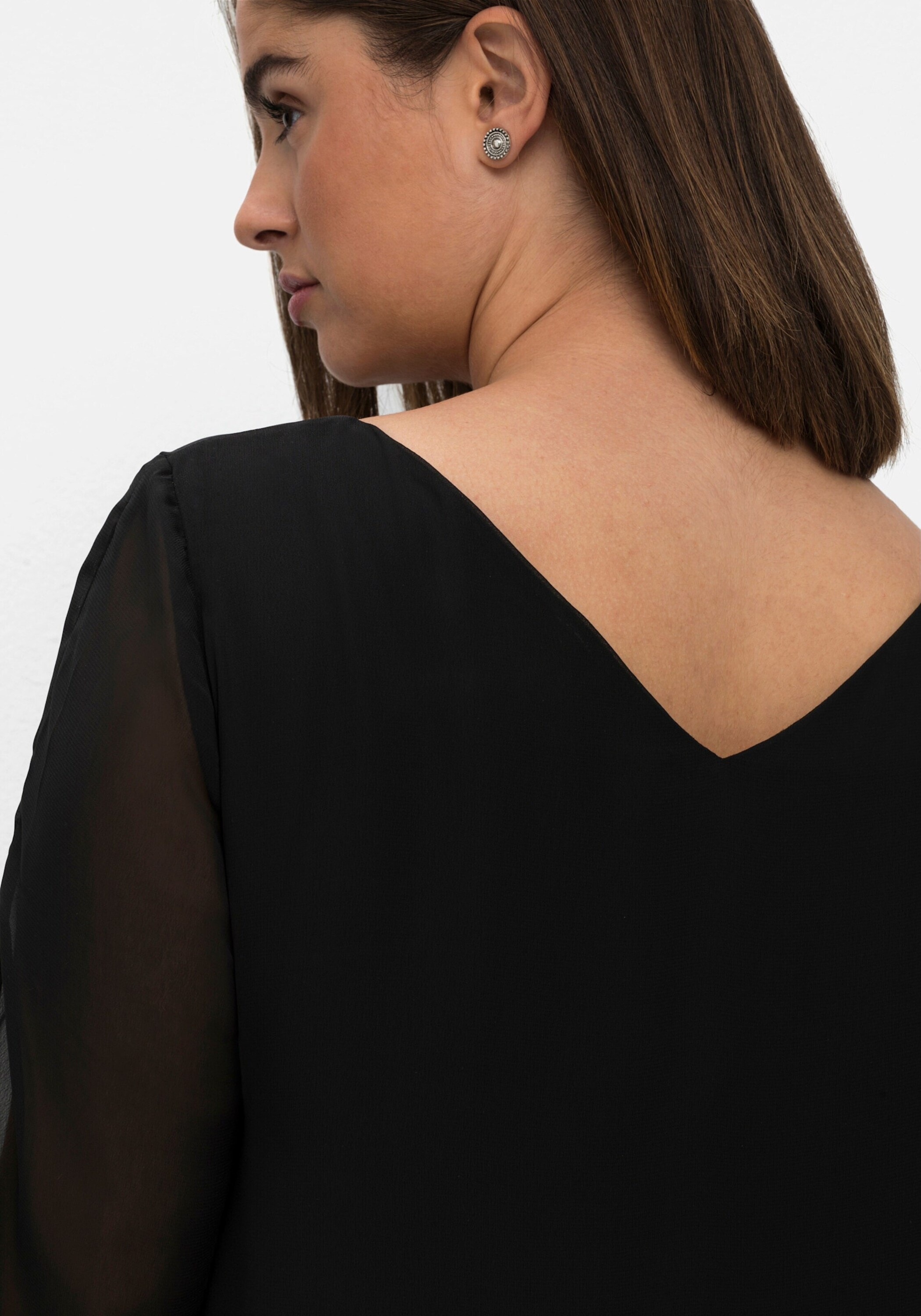 Sheego Cocktailkleid »Midikleid Chiffonkleid in Midilänge« Ohne Taschen im Lagenlook und A-Linie