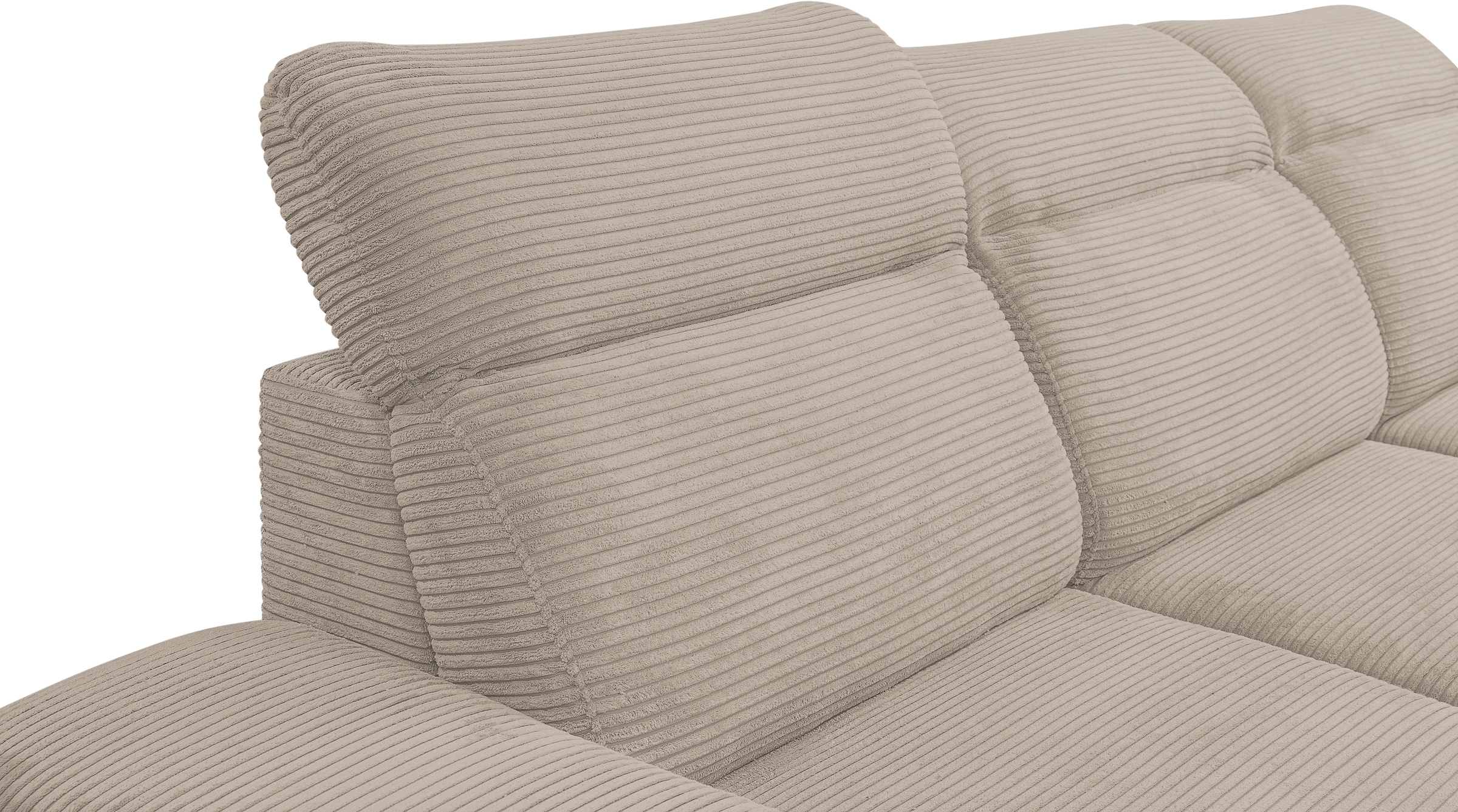 WERK2 Ecksofa »Alicante Kopfteilverstellung, Bett & Bettkasten, Cord, L-Form, bequem« Cord, L-Form, XXL, Schlaffunktion, Bettkasten