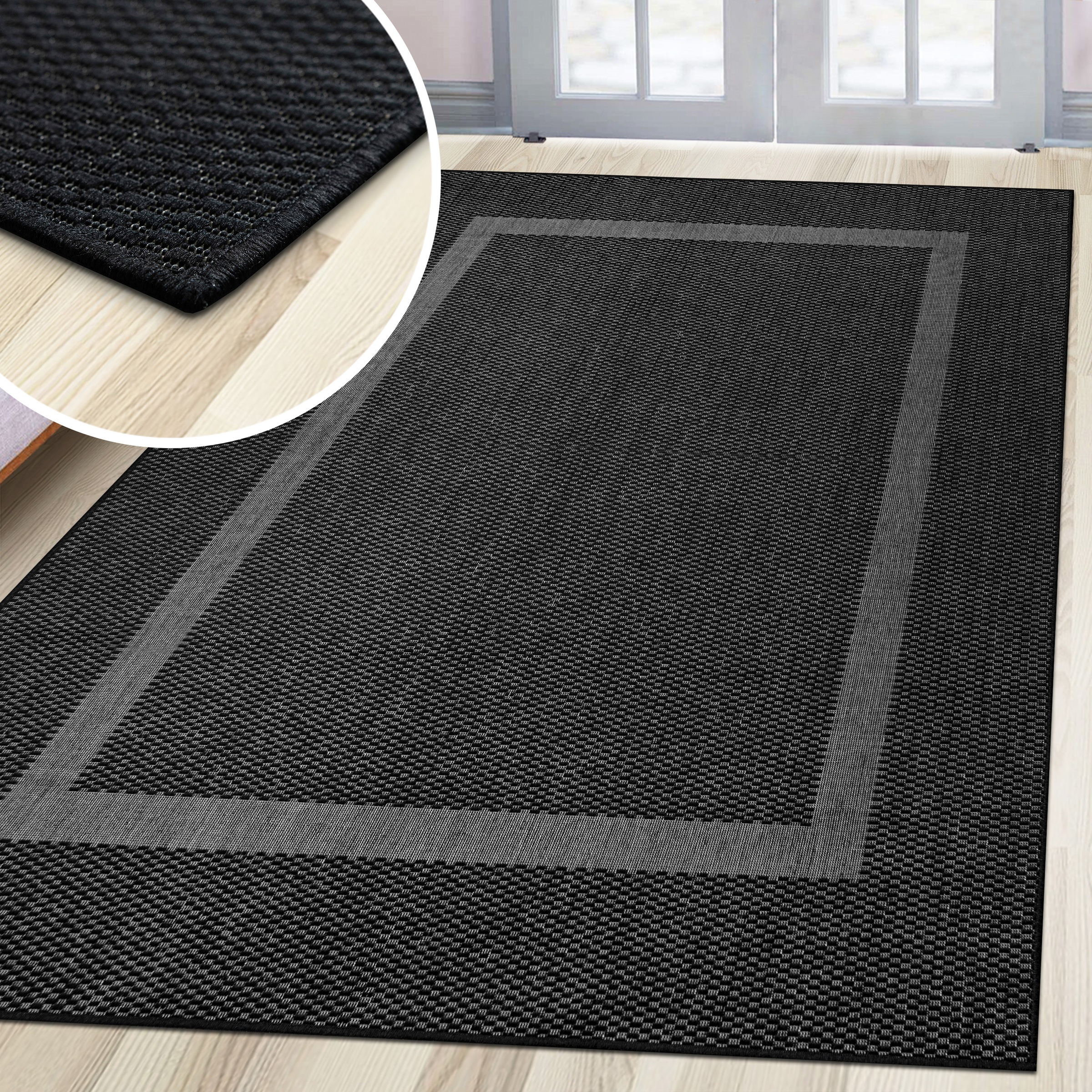 my home Teppich »Venedig Bordüre auch als Läufer erhältlich«, rechteckig, 3 mm Höhe, In- und Outdoor geeignet, Sisal-Optik, Wetterfest & UV-beständig