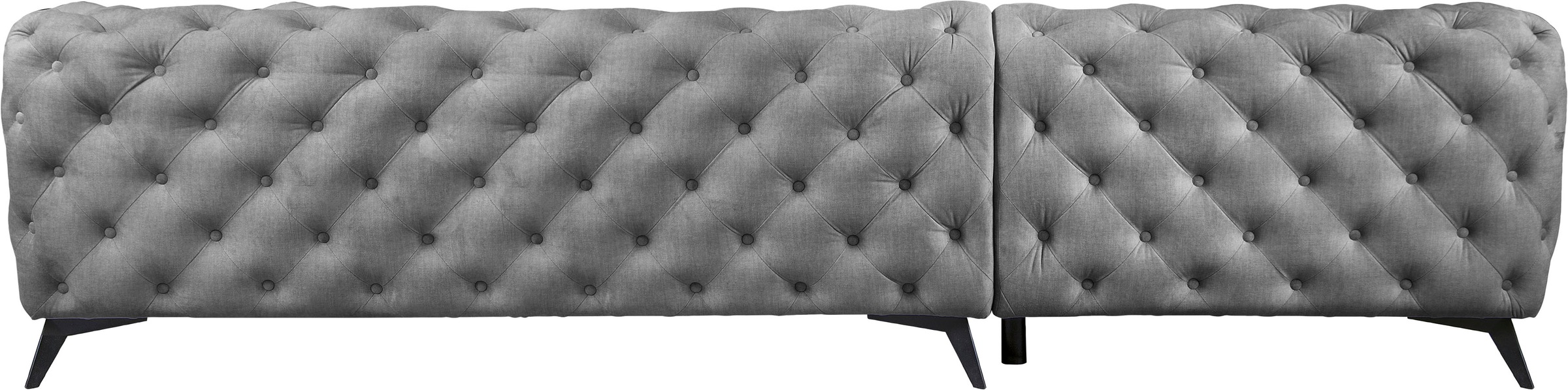 Leonique Chesterfield-Sofa »Ecksofa GLYNIS L-Form mit Wellenunterfederung, Maße B/T/H 323/264/75cm«, aufwändige Knopfheftung, moderne Chesterfield Optik, Fußfarbe wählbar