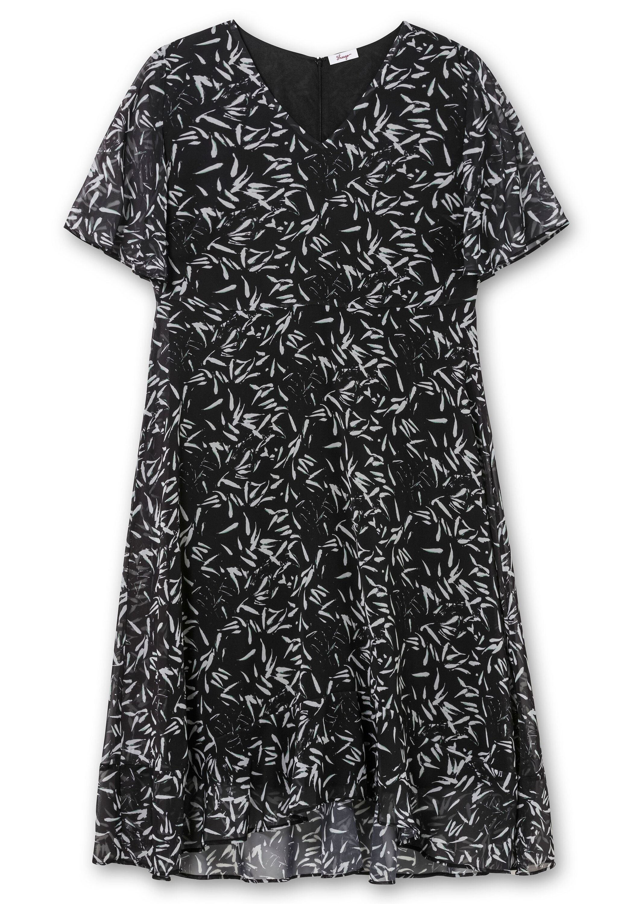 Sheego Chiffonkleid »Chiffonkleid mit Blumendruck und Volant am Saum«